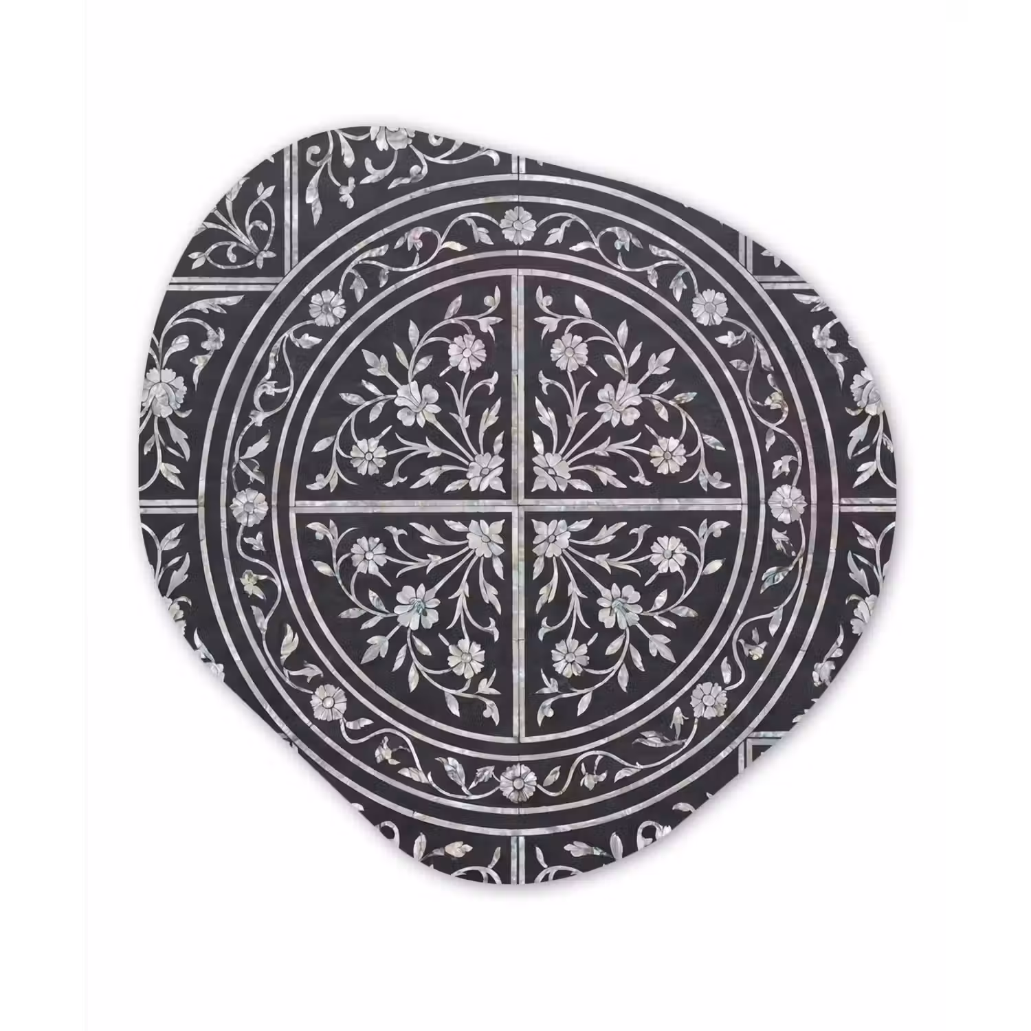 Patroon - Bloemmotief - Decoratie - Klassiek - Zwart Wandcirkel Organisch Forex 3mm klein -3d