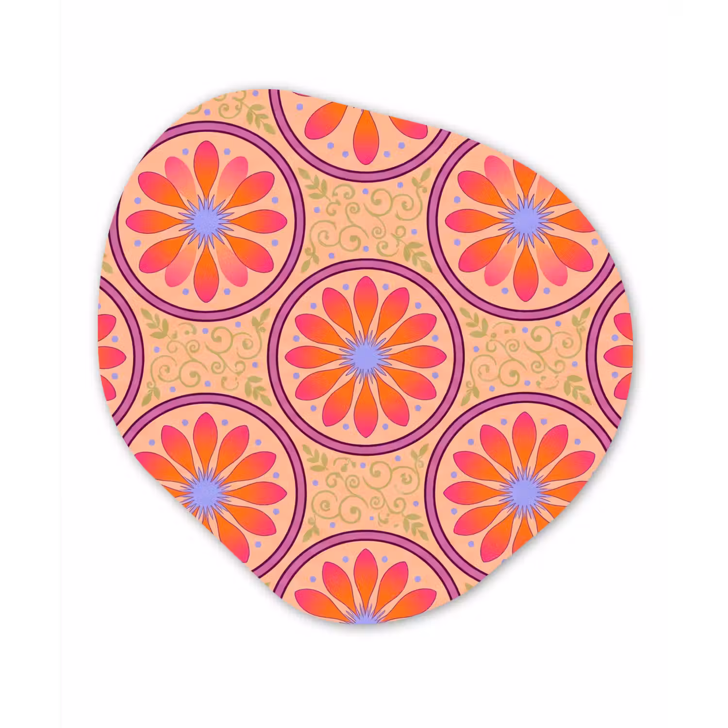 Patroon - Bloemen - Decoratief - Kleurrijk - Modern Wandcirkel Organisch Forex 3mm klein -3d