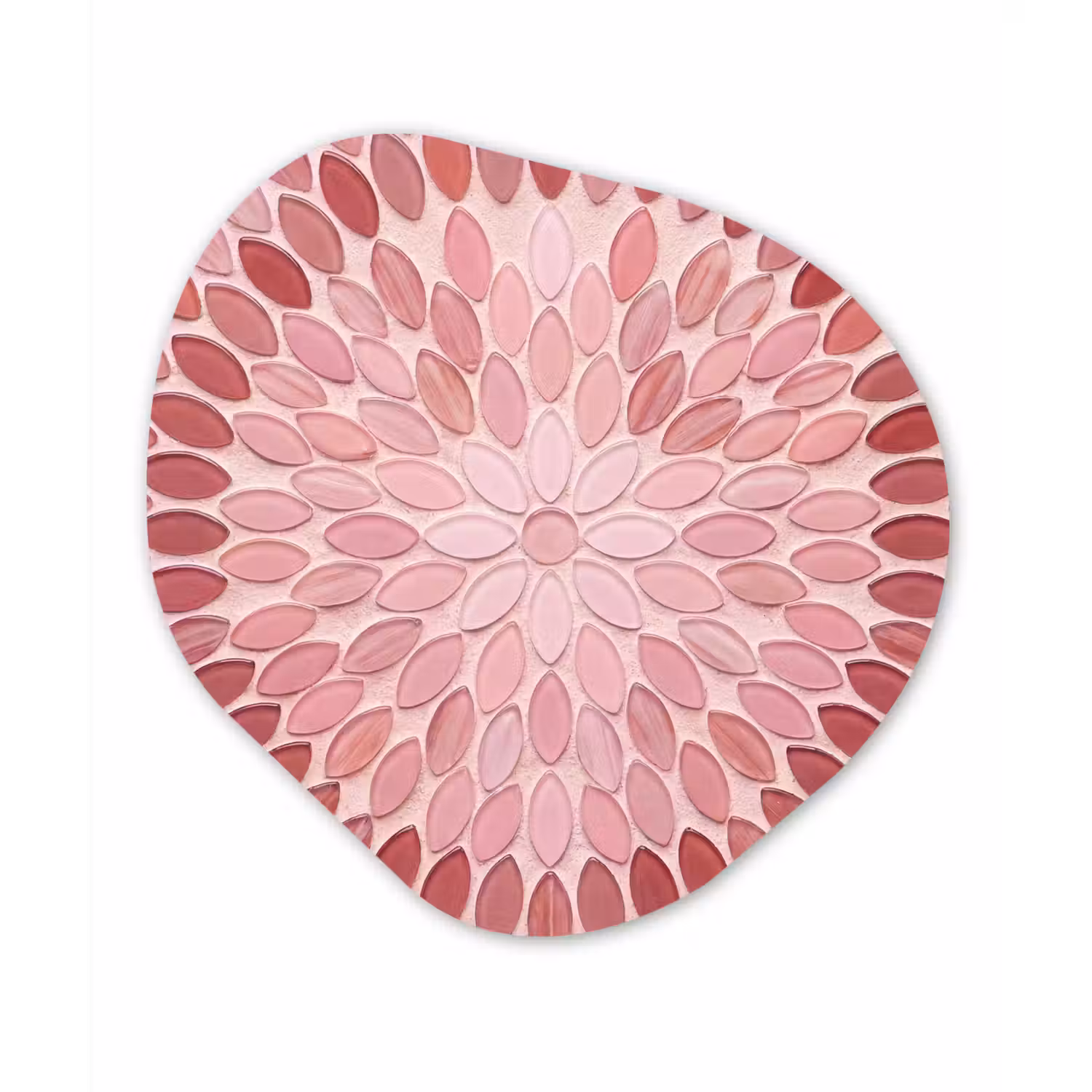 Patroon - Mozaïek - Ovaal - Abstract - Roze Wandcirkel Organisch Forex 3mm klein -3d