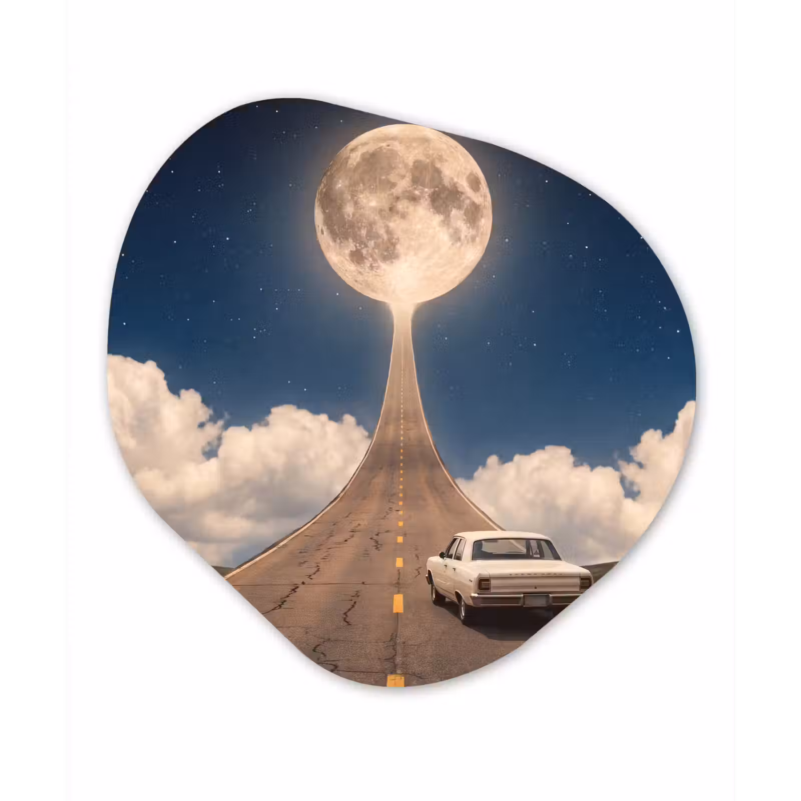 Organic - Forex - Road - Moon - Night - Weg - Maan - Nacht Wandcirkel Organisch Forex 3mm klein