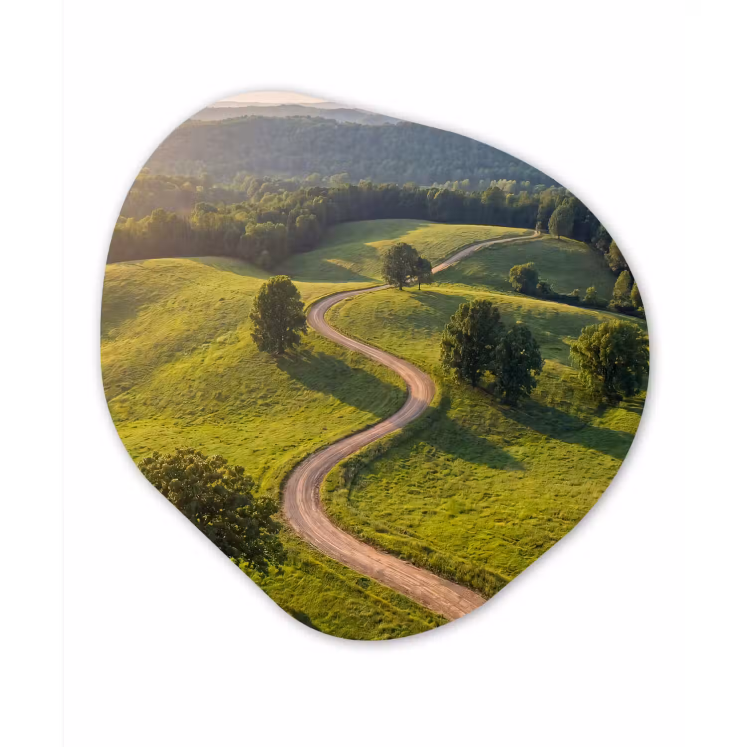 Weg - Weide - Natuur - Groen Wandcirkel Organisch Forex 3mm klein -3d