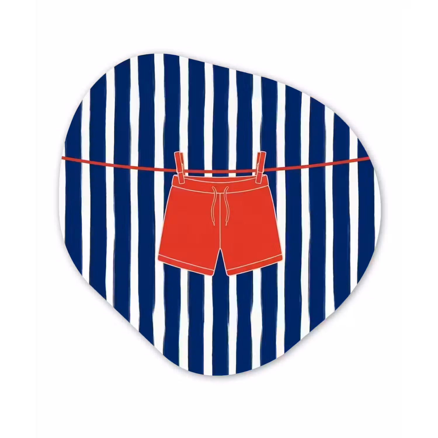 Shorts - Waslijn - Zomer - Illustratie - Rood Wandcirkel Organisch Forex 3mm klein -3d