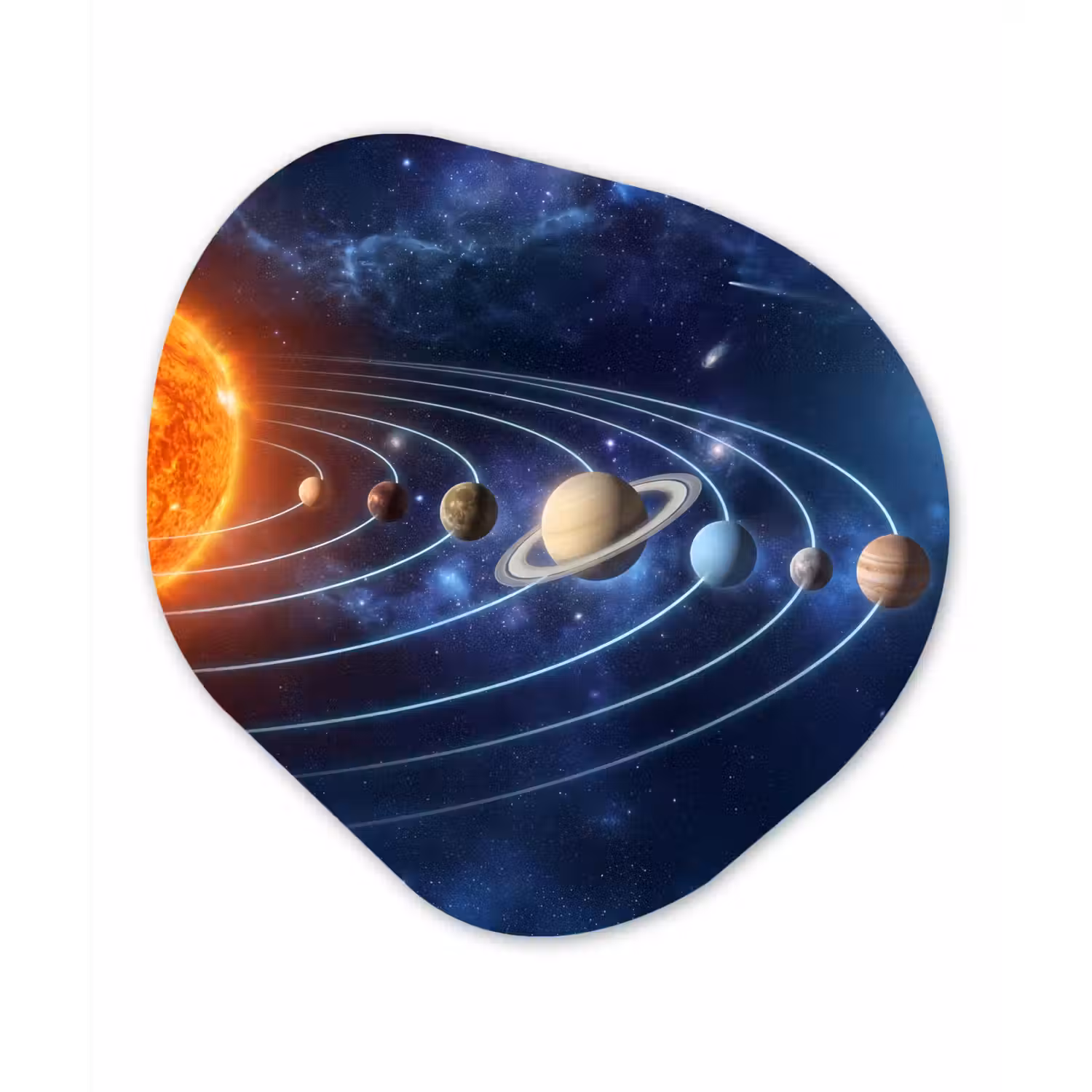 Ruimte - Zonnestelsel - Blauw Wandcirkel Organisch Forex 3mm klein -3d