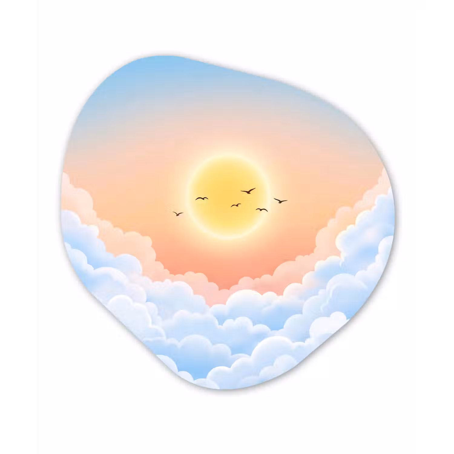 Zon - Vogels - Lucht - Natuur - Geel Wandcirkel Organisch Forex 3mm klein -3d
