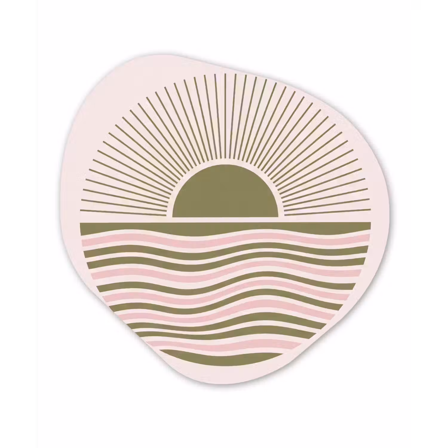 Zon - Zee - Abstract - Modern - Roze Wandcirkel Organisch Forex 3mm klein -3d