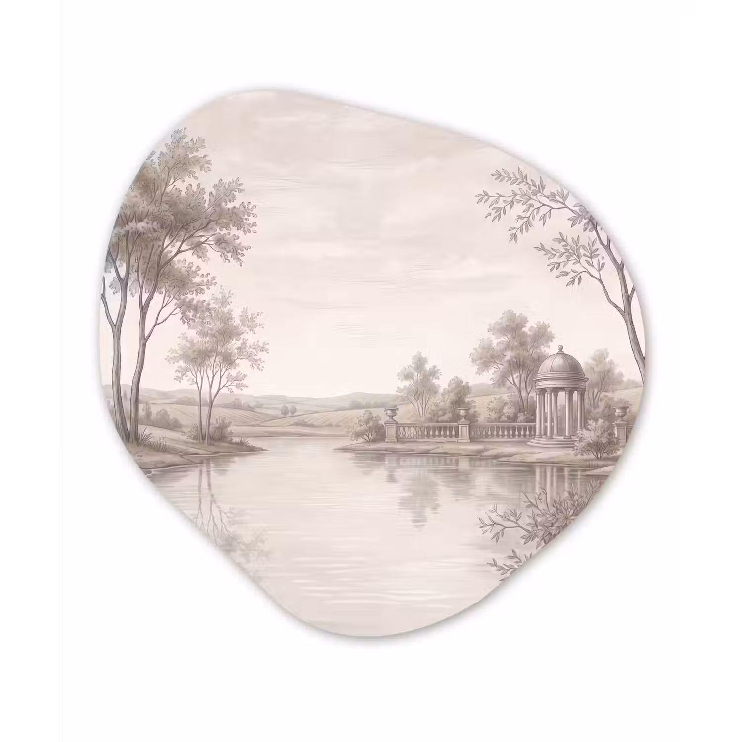 Terras - Water - Natuur - Landschap Wandcirkel Organisch Forex 3mm klein -3d