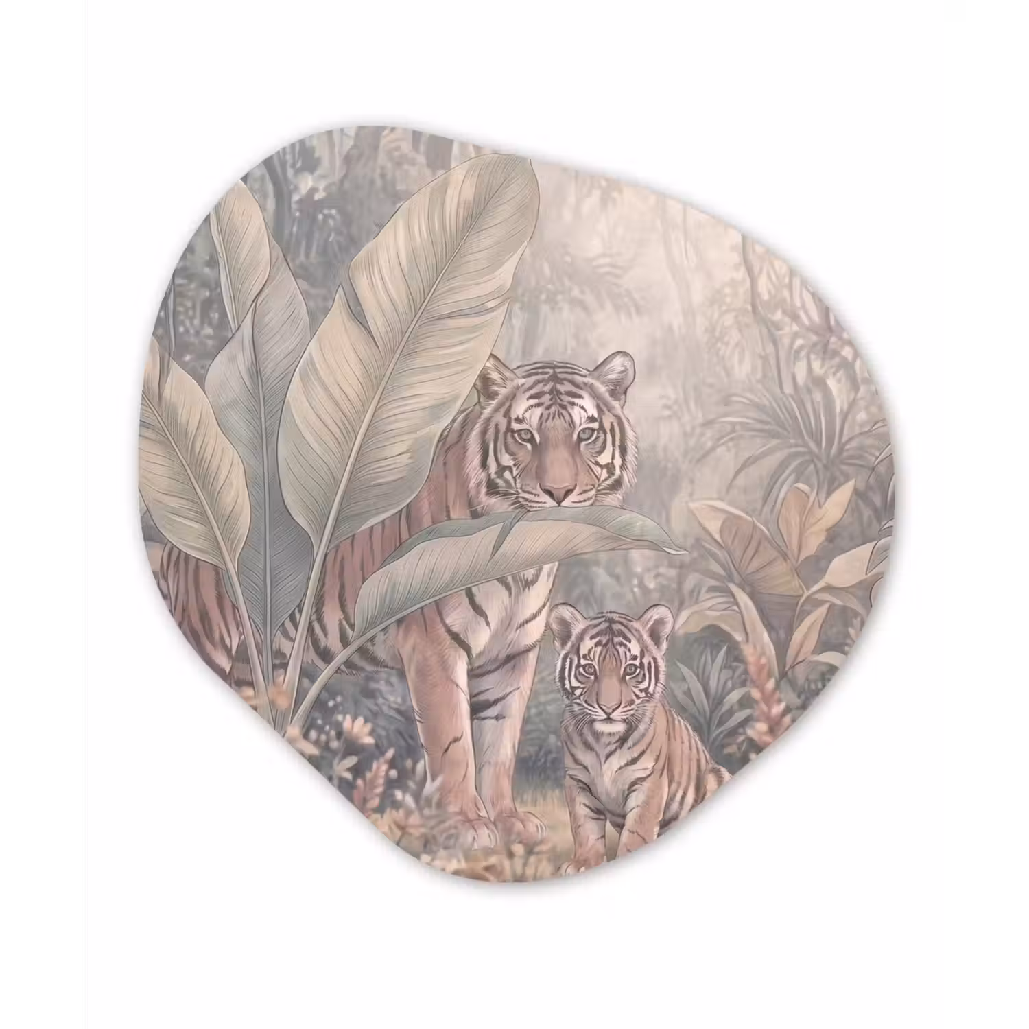 Tijger - Welp - Jungle - Illustratie - Dieren Wandcirkel Organisch Forex 3mm klein -3d