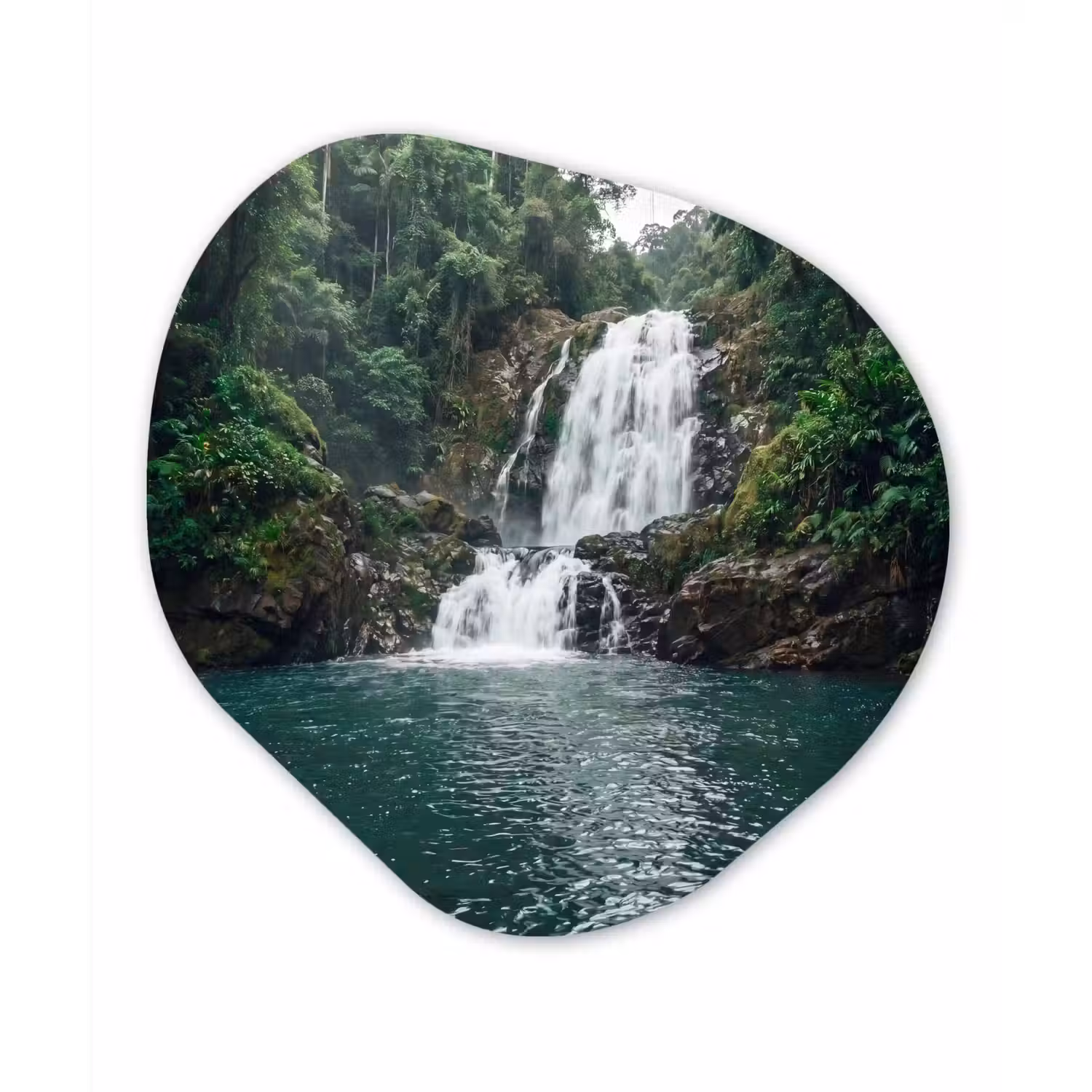 Waterfall - Forest - Nature - Greenkhgyguyg Wandcirkel Organisch Forex 3mm klein -3d