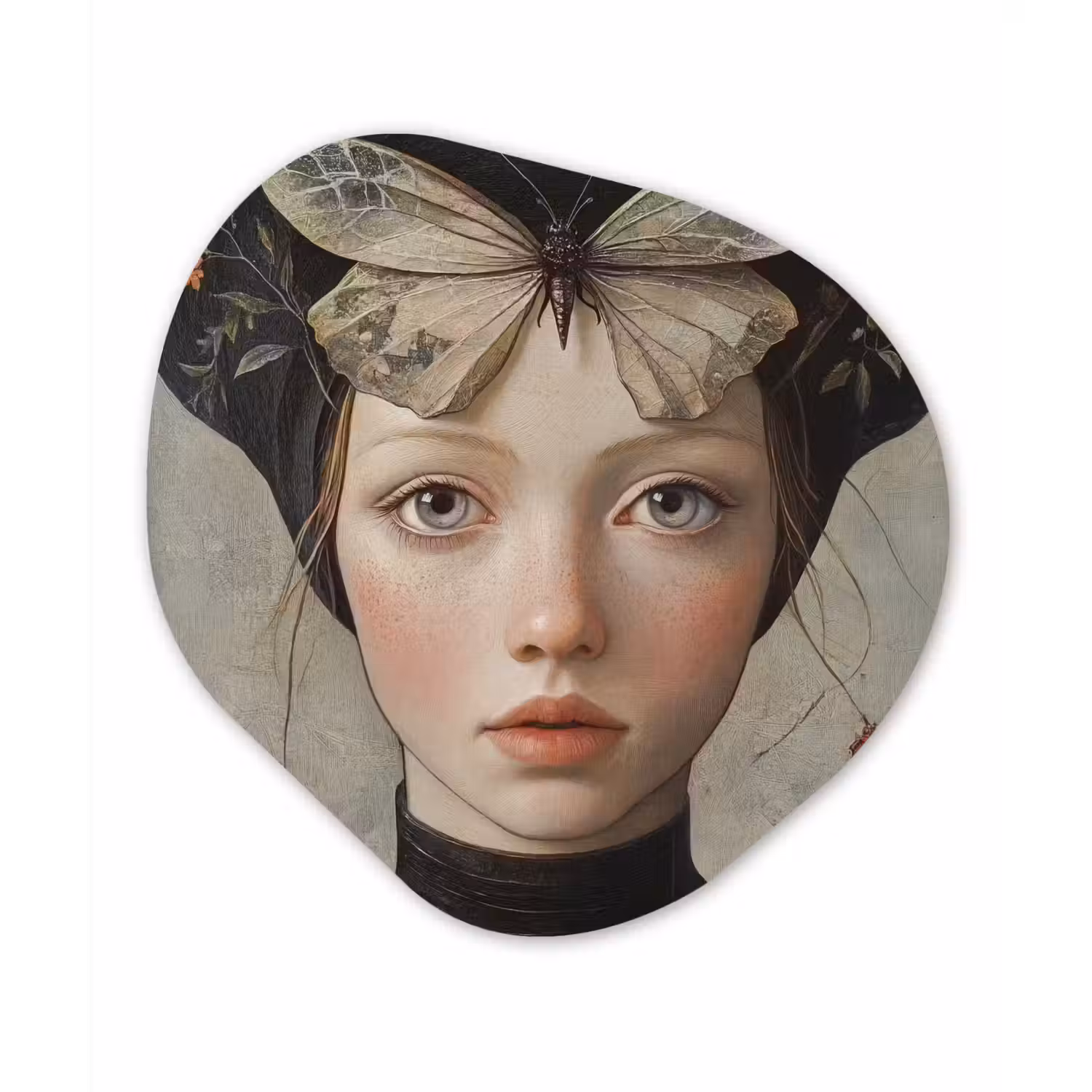 Woman - Butterfly - Art - Classic - Muted Wandcirkel Organisch Forex 3mm klein -3d