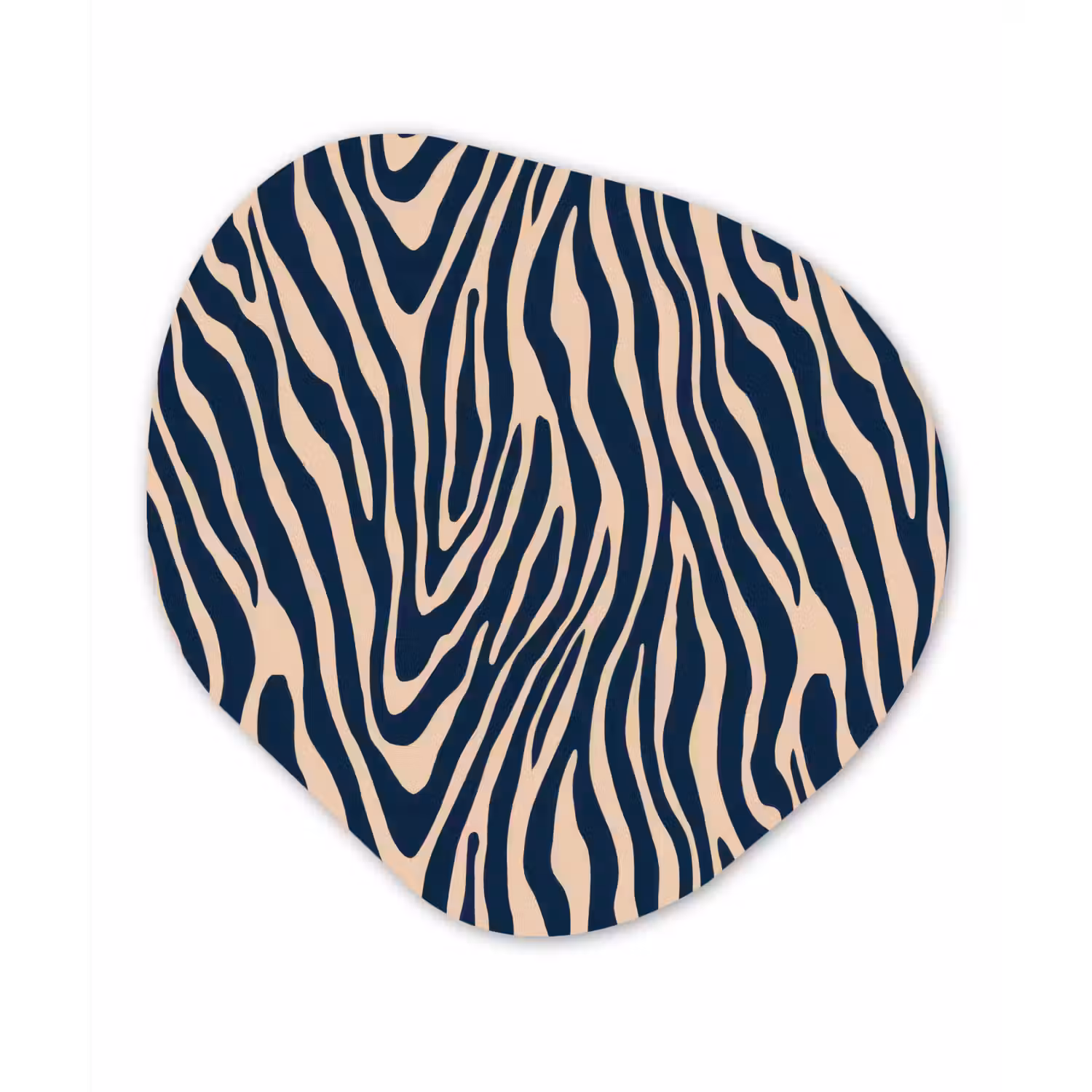 Zebra - Patroon - Blauw - Beige Wandcirkel Organisch Forex 3mm klein 629 -3d
