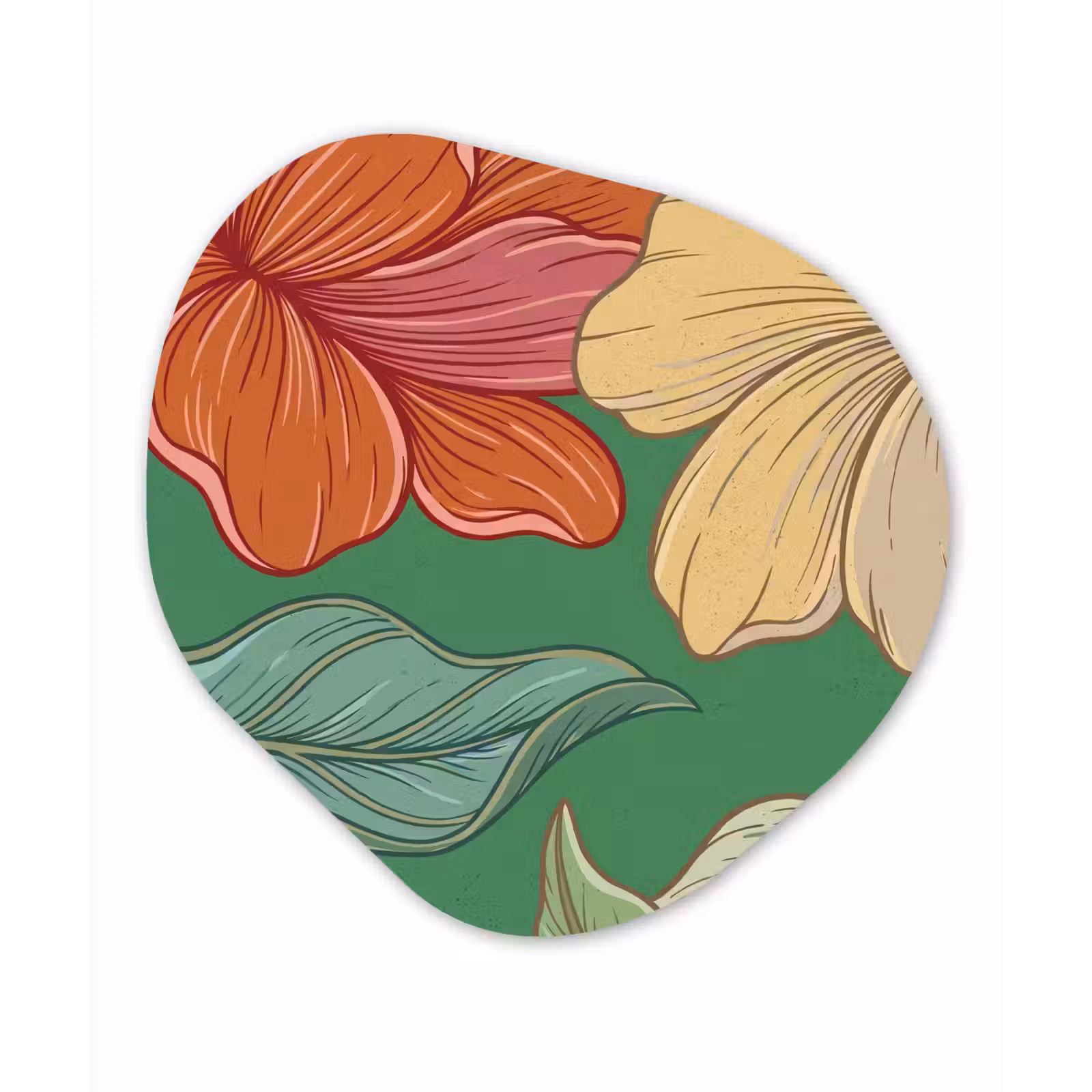 Organic - Glass - Flowers - Greenery - Illustration - Bloemen - Groen - Illustratie Wandcirkel Organisch Plexiglas middel
