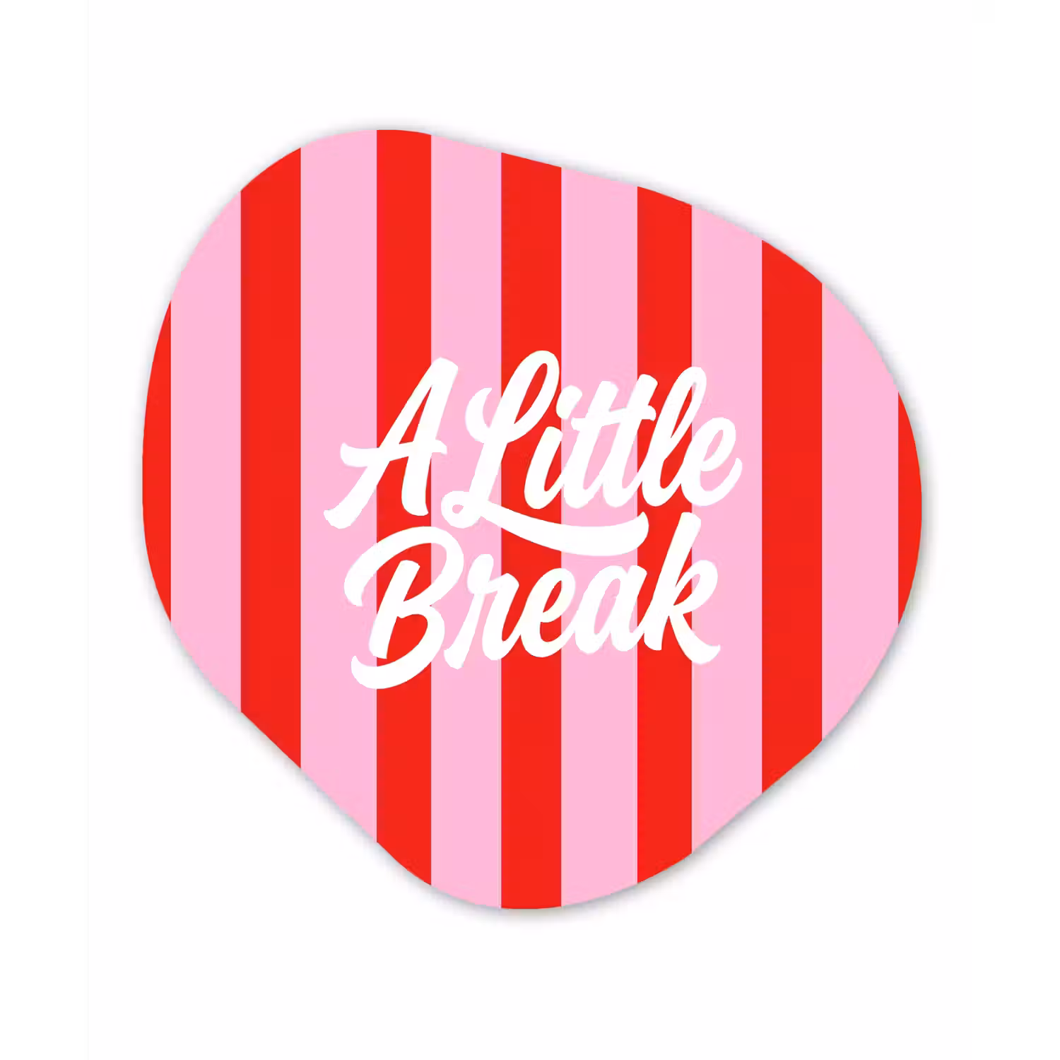 A Little Break - Strepen - Rood - Roze Wandcirkel Organisch Aluminium middel -3d