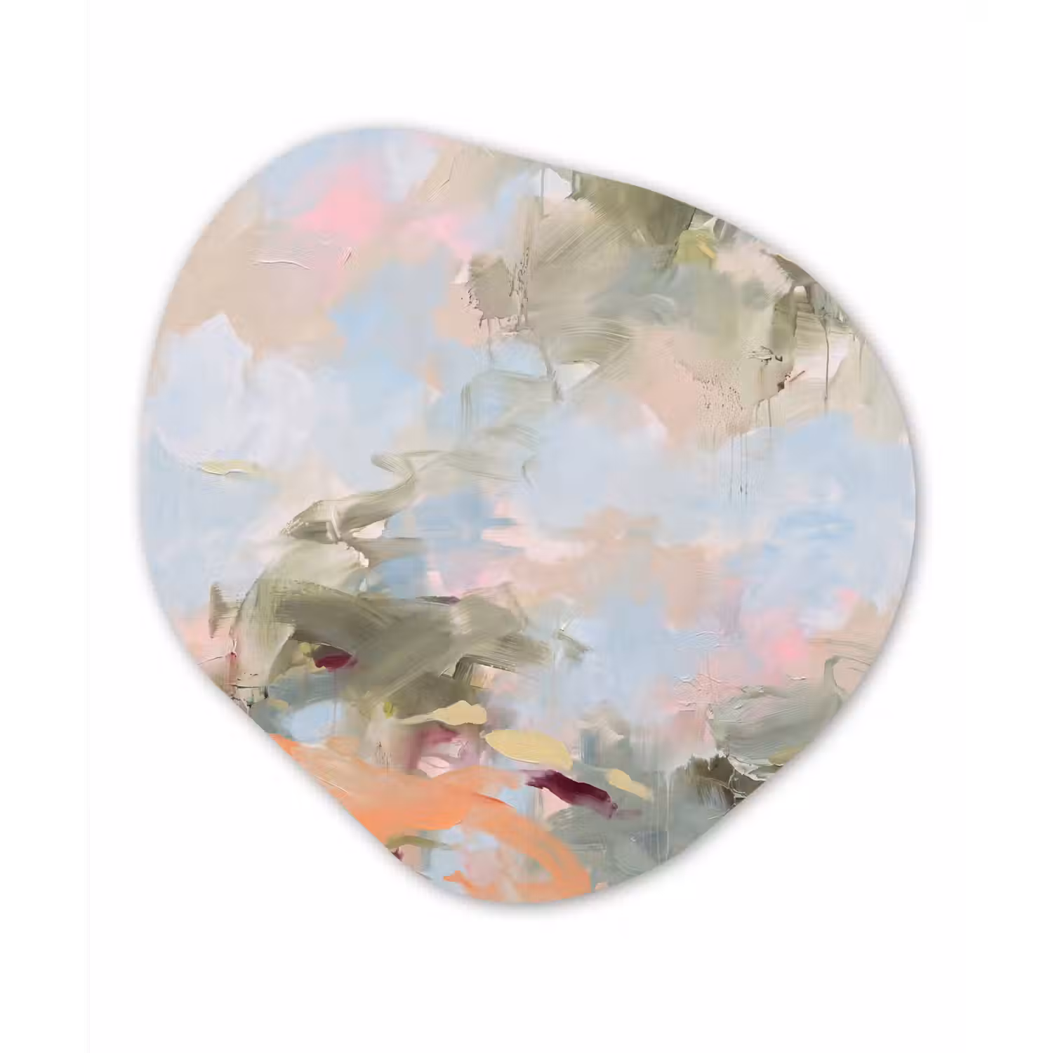 Abstract - Borstelstreken - Kunst - Modern - Pastel Wandcirkel Organisch Aluminium middel -3d
