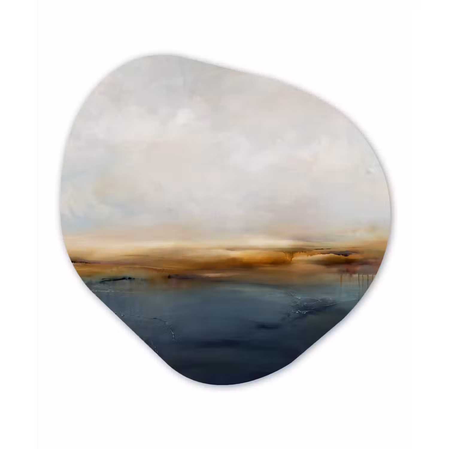 Abstract - Horizon - Water - Modern - Beige Wandcirkel Organisch Aluminium middel -3d