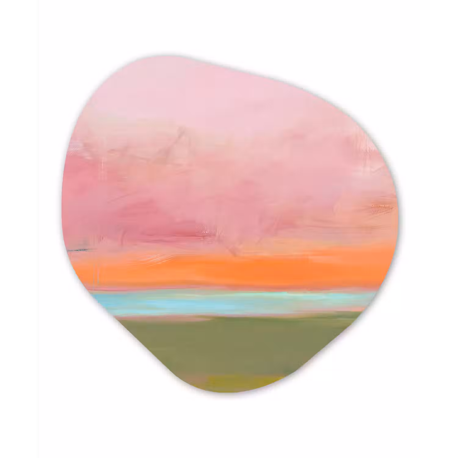 Abstract - Landschap - Modern - Roze - Oranje Wandcirkel Organisch Aluminium middel -3d