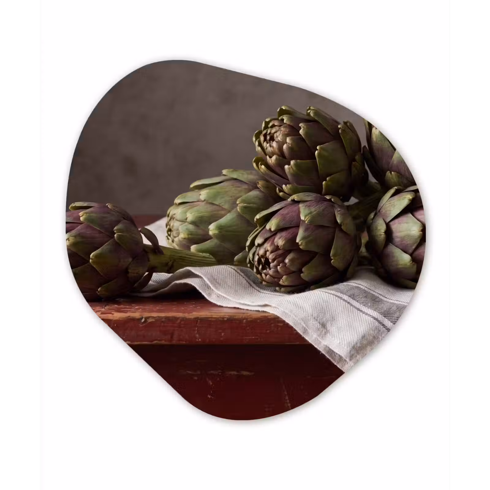 Organic painting - Aluminum -. Artichoke - Food - Rustic - Artisjok - Eten - Rustiek Wandcirkel Organisch Aluminium middel