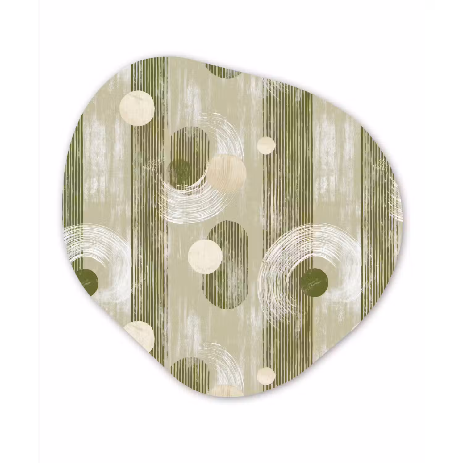Artistiek - Modern - Groen Wandcirkel Organisch Aluminium middel 851 -3d