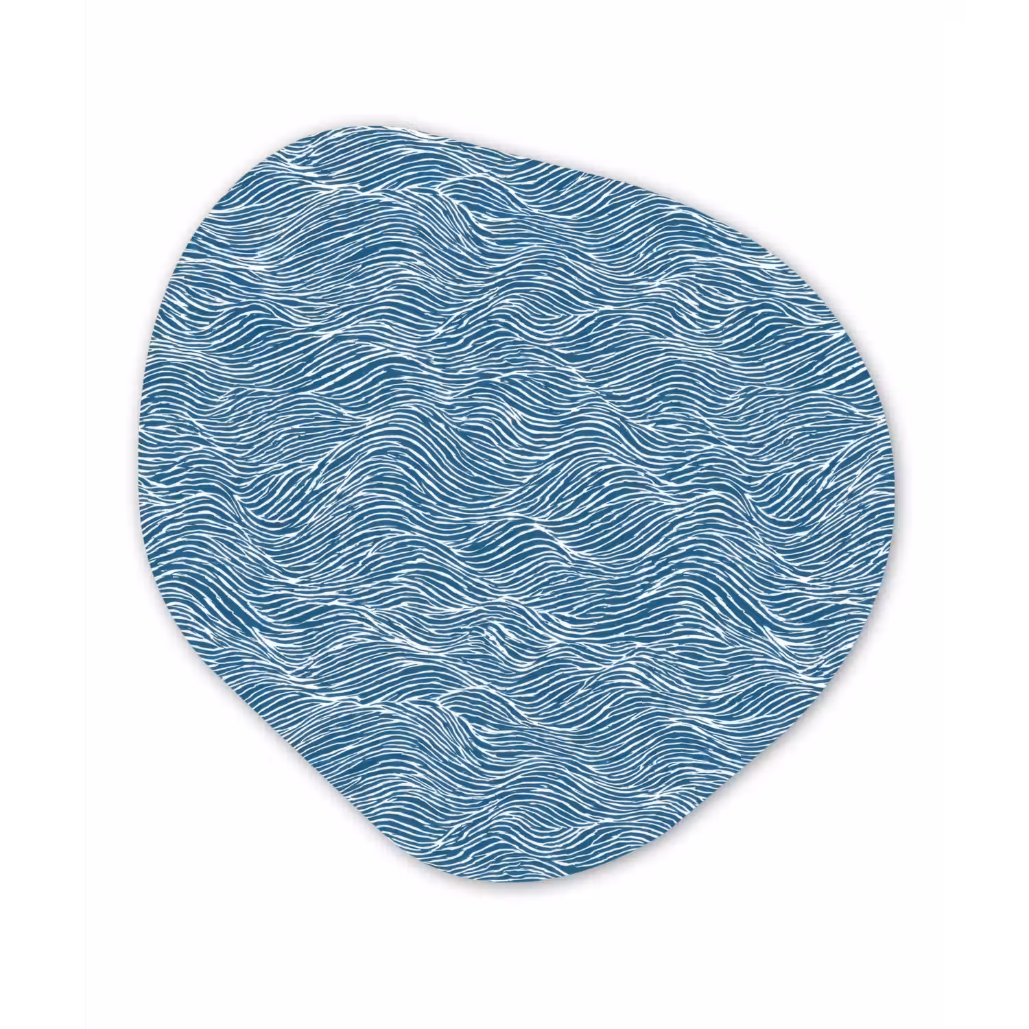 Blauw - Wit - Golven - Getekend - Textuur Wandcirkel Organisch Aluminium middel 851 -3d