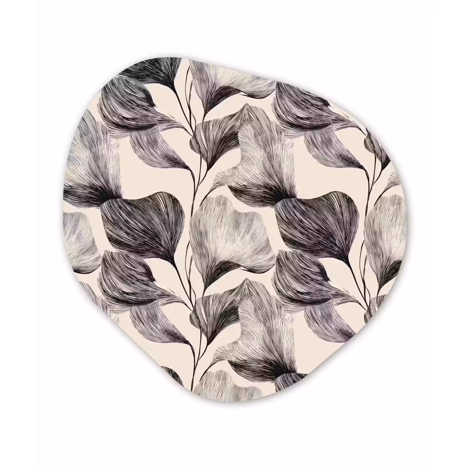 Botanisch - Bladeren - Zwart Wandcirkel Organisch Aluminium middel 851 -3d
