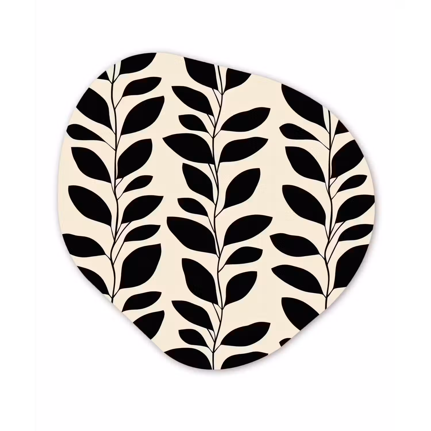 Botanisch - Dessin - Zwart - Beige Wandcirkel Organisch Aluminium middel 851 -3d