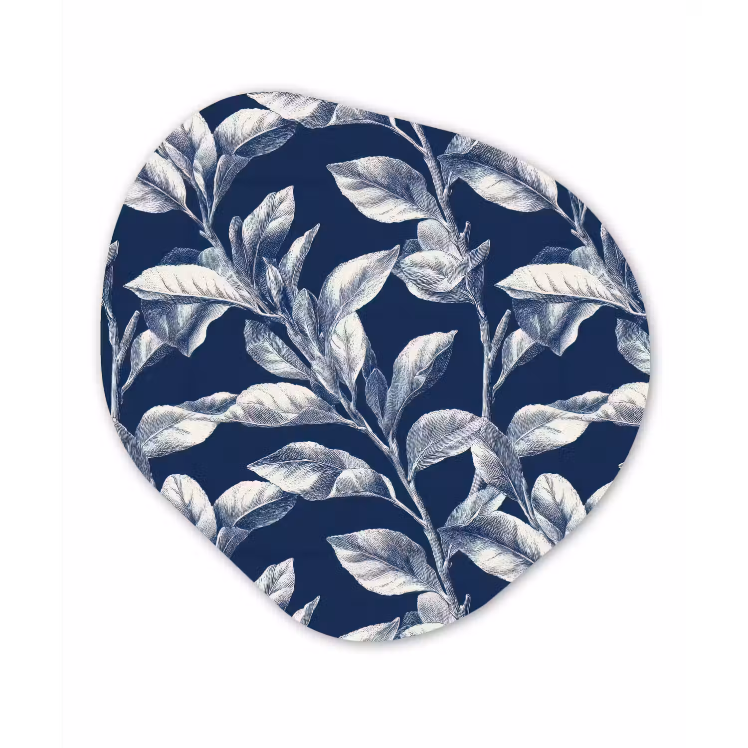Botanisch - Patroon - Blauw Wandcirkel Organisch Aluminium middel 851 -3d