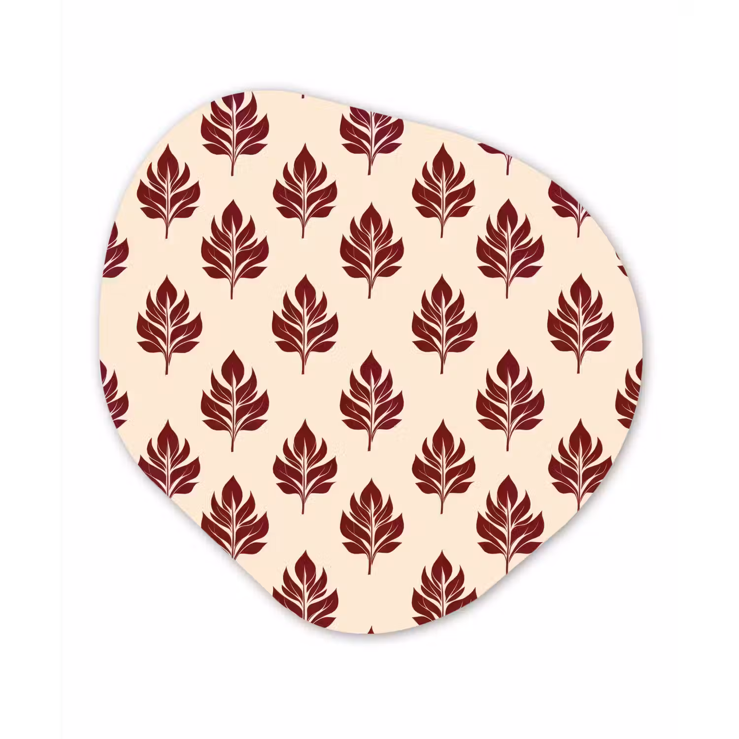 Botanisch - Patroon - Bordeaux Wandcirkel Organisch Aluminium middel 851 -3d