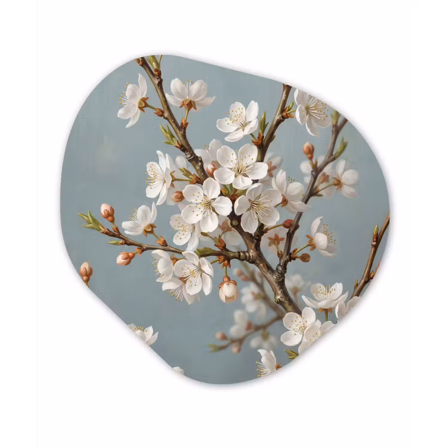 Botanisch - Stilleven - Blauw Wandcirkel Organisch Aluminium middel -3d