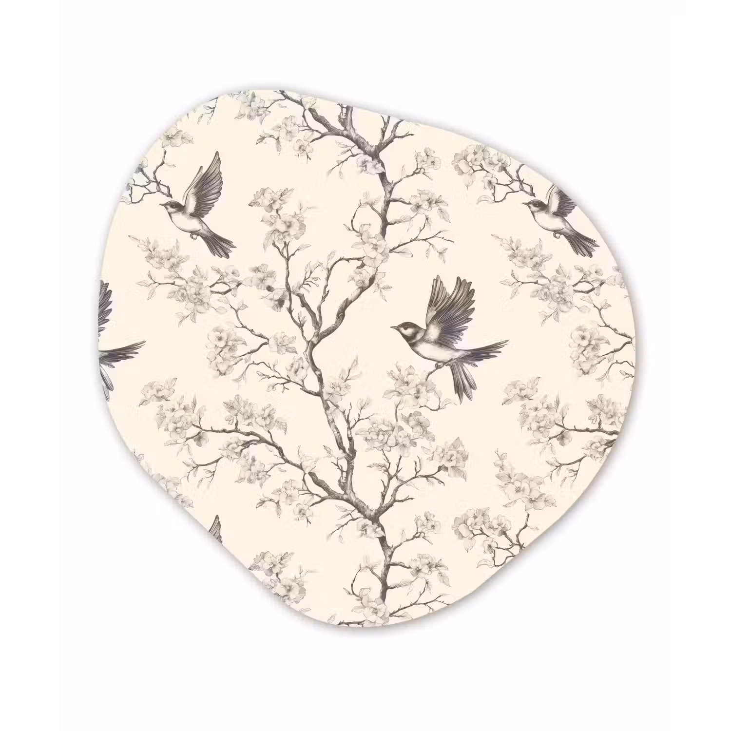 Takken - Vogels - Beige Wandcirkel Organisch Aluminium middel 851 -3d