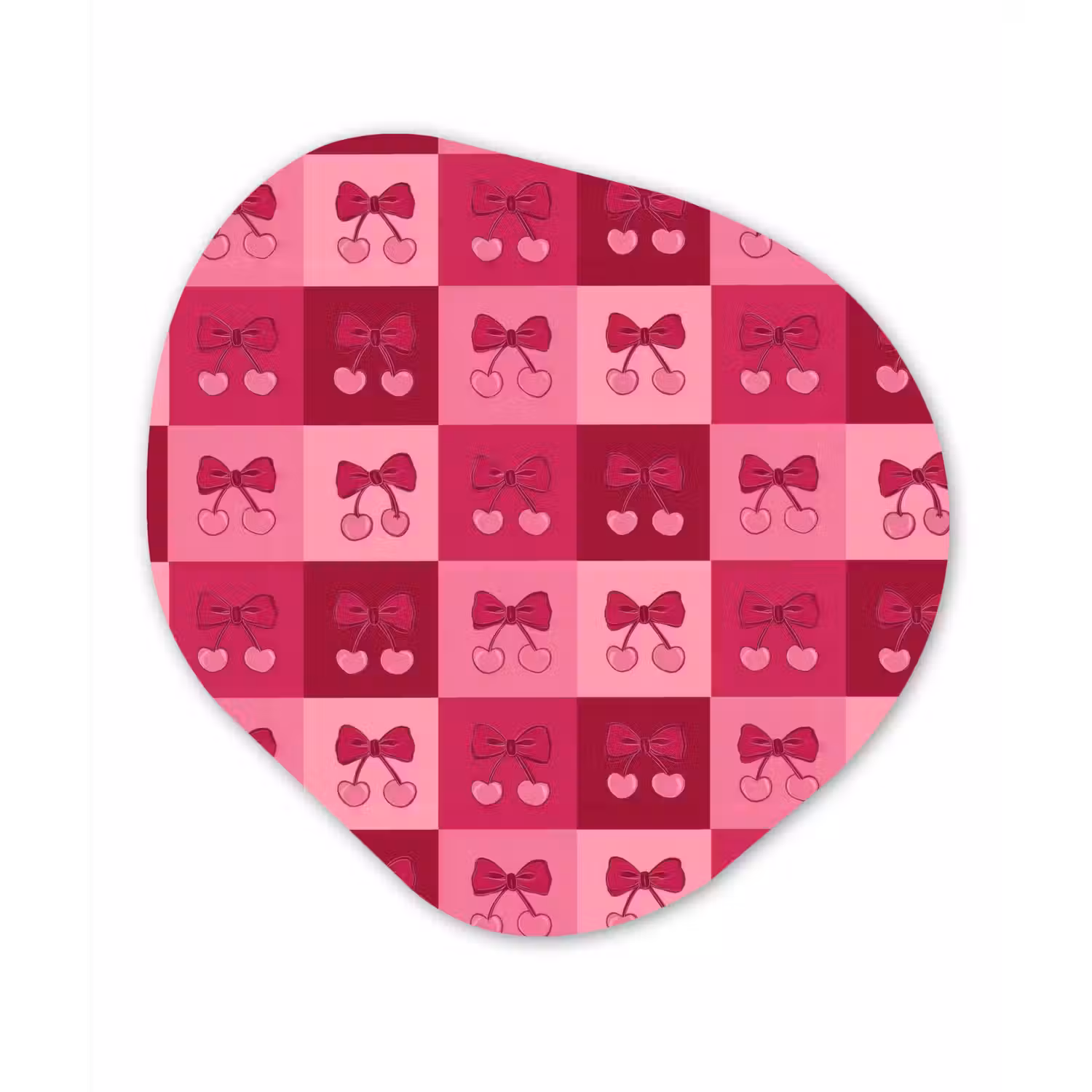 Kersen - Strikjes - Speels - Roze - Bordeaux Wandcirkel Organisch Aluminium middel 851 -3d