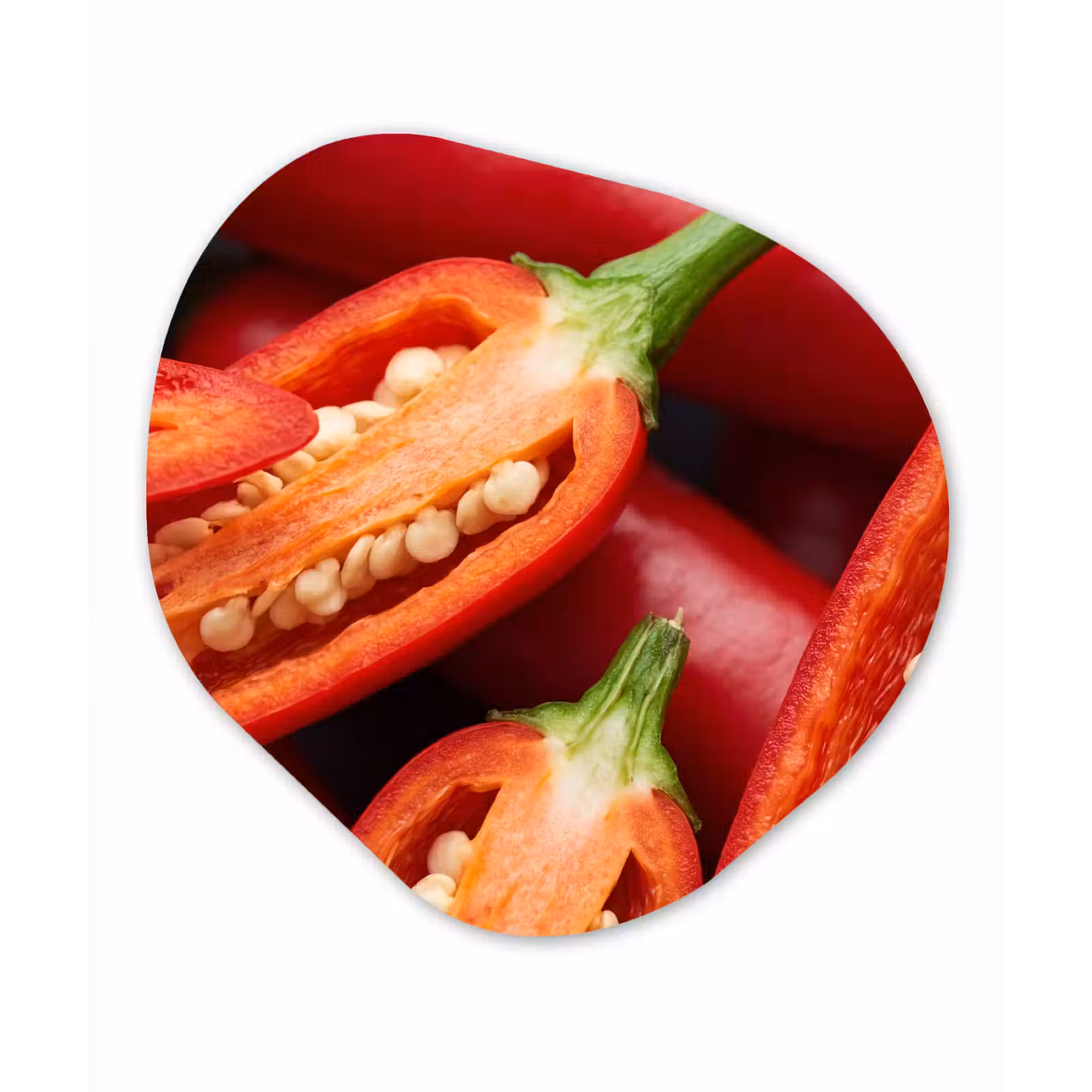 Organic painting - Aluminum -. Chili Pepper - Open - Red - Chilipeper - Open - Rood Wandcirkel Organisch Aluminium middel