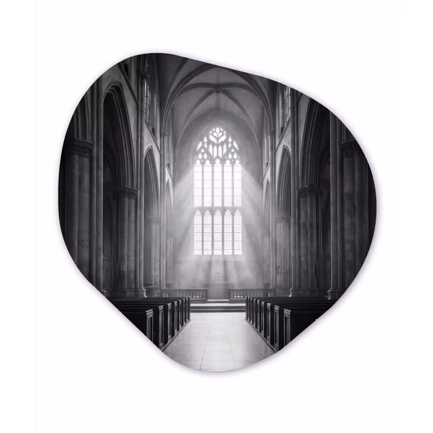 Kerk - Interieur - Lichtstralen - Architectuur - Klassiek Wandcirkel Organisch Aluminium middel -3d