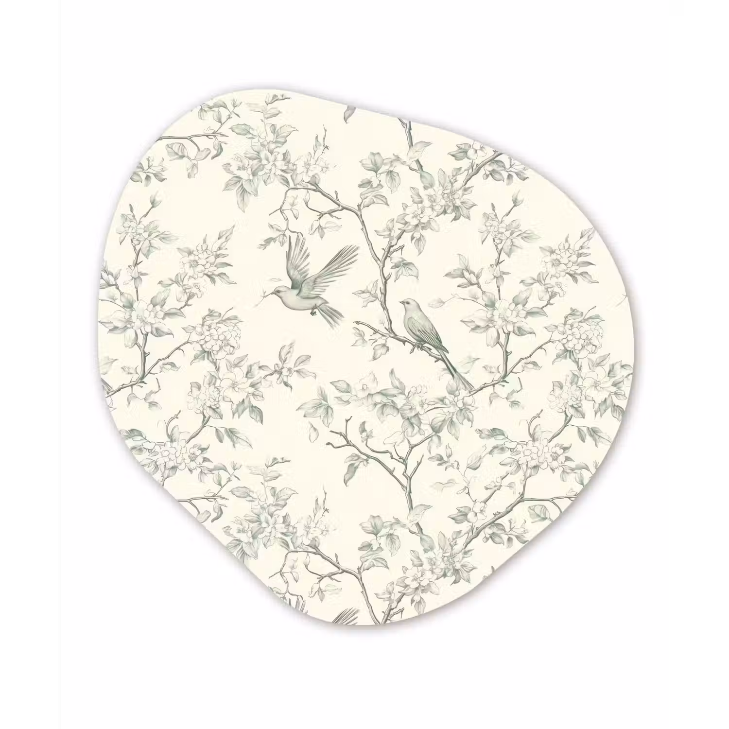Klassiek - Vogels - Groen Wandcirkel Organisch Aluminium middel 851 -3d