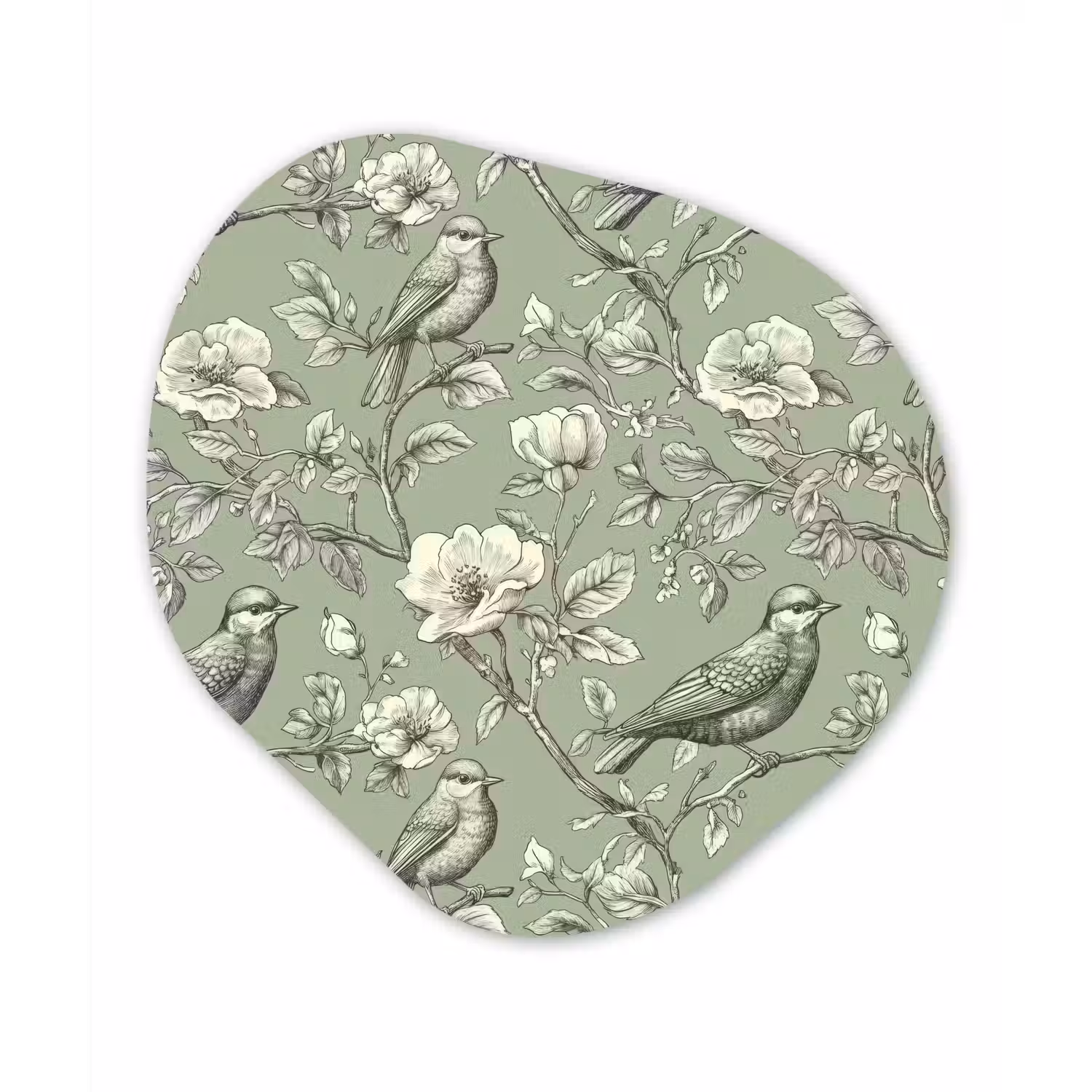 Klassiek - Botanisch - Groen Wandcirkel Organisch Aluminium middel 851 -3d