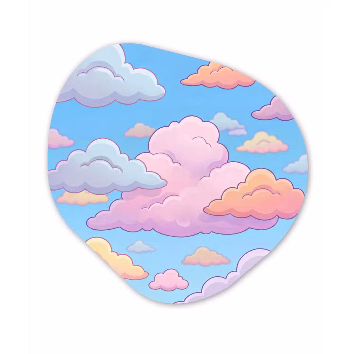 Wolk - Lucht - Natuur - Illustratie - Pastel Wandcirkel Organisch Aluminium middel -3d