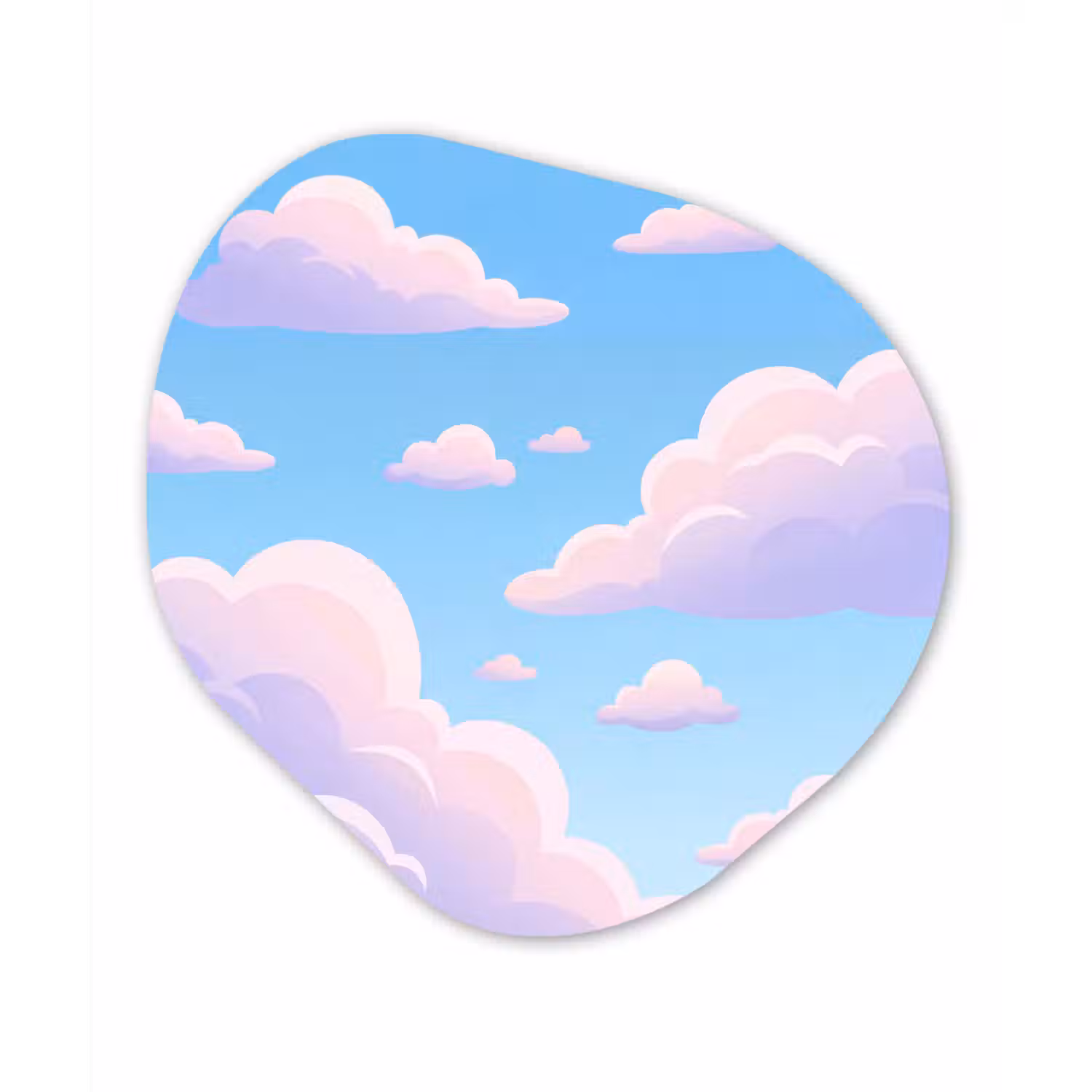 Wolken - Roze - Blauw - Natuur - Modern Wandcirkel Organisch Aluminium middel -3d
