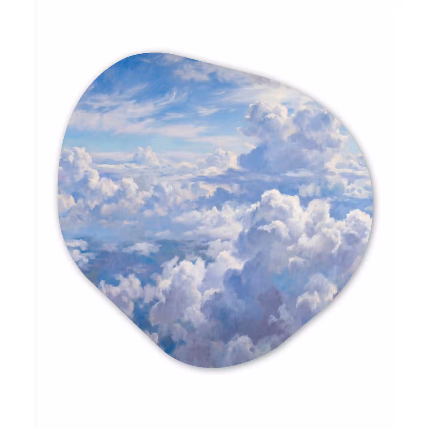 Wolken - Lucht - Natuur - Abstract - Blauw Wandcirkel Organisch Aluminium middel -3d