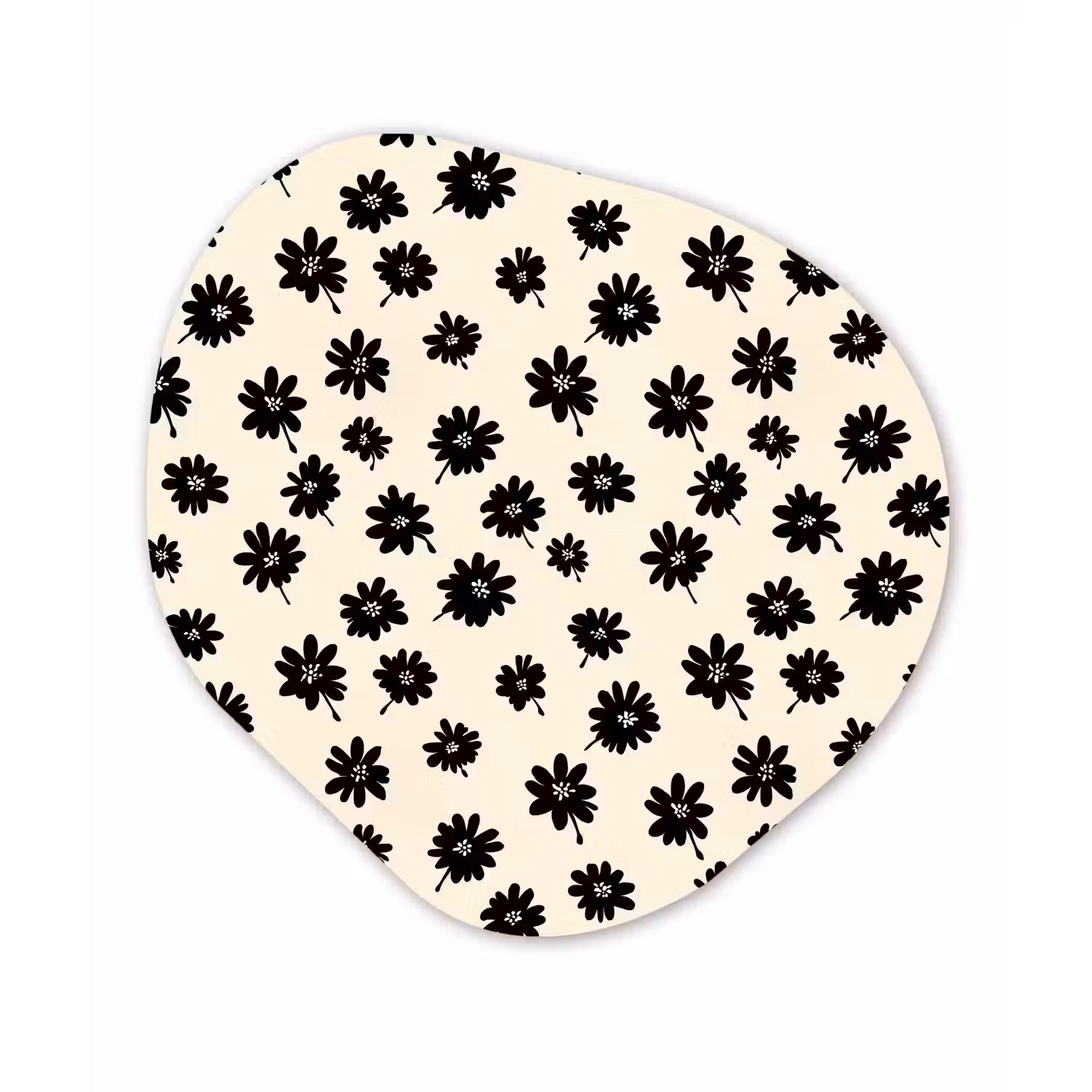 Madeliefjes - Grafisch - Zwart - Beige Wandcirkel Organisch Aluminium middel 851 -3d