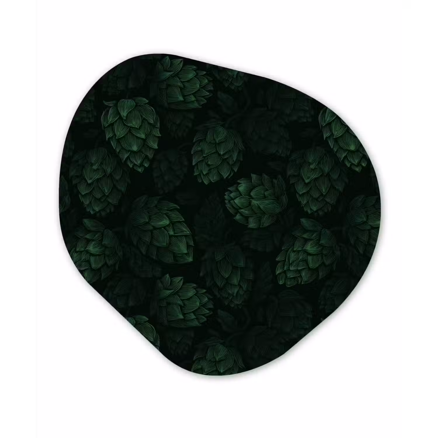 Donker - Groen - Hopbellen - Botanisch - Illustratie Wandcirkel Organisch Aluminium middel 851 -3d