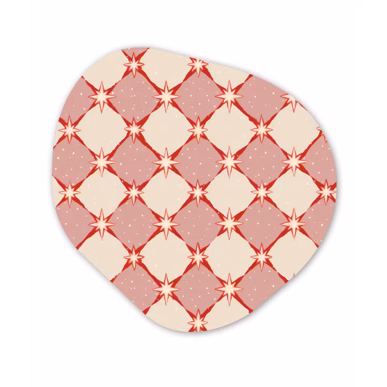 Ruiten - Sterren - Vintage - Oudroze - Rood Wandcirkel Organisch Aluminium middel 851 -3d