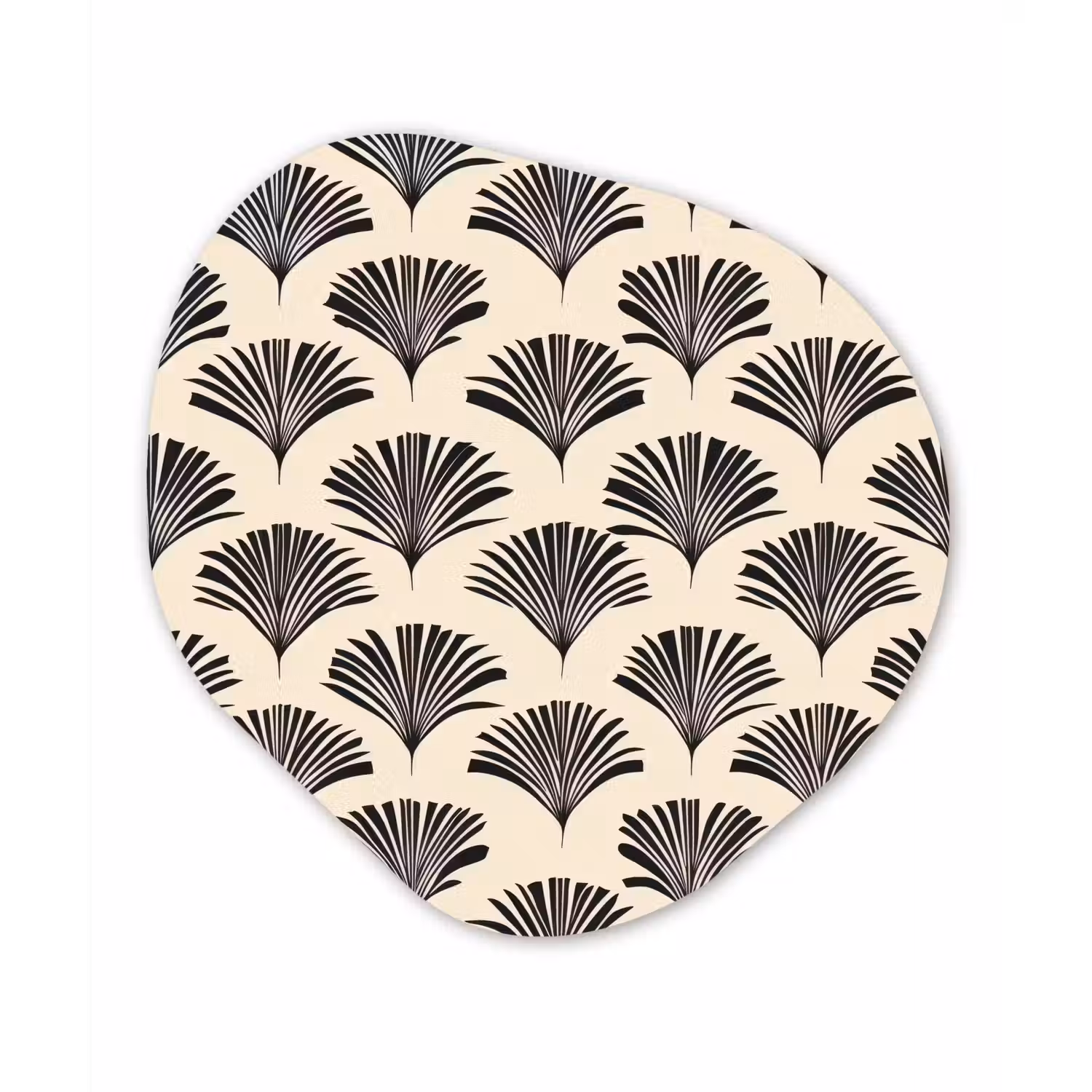 Waaiers - Botanisch - Zwart - Beige Wandcirkel Organisch Aluminium middel 851 -3d