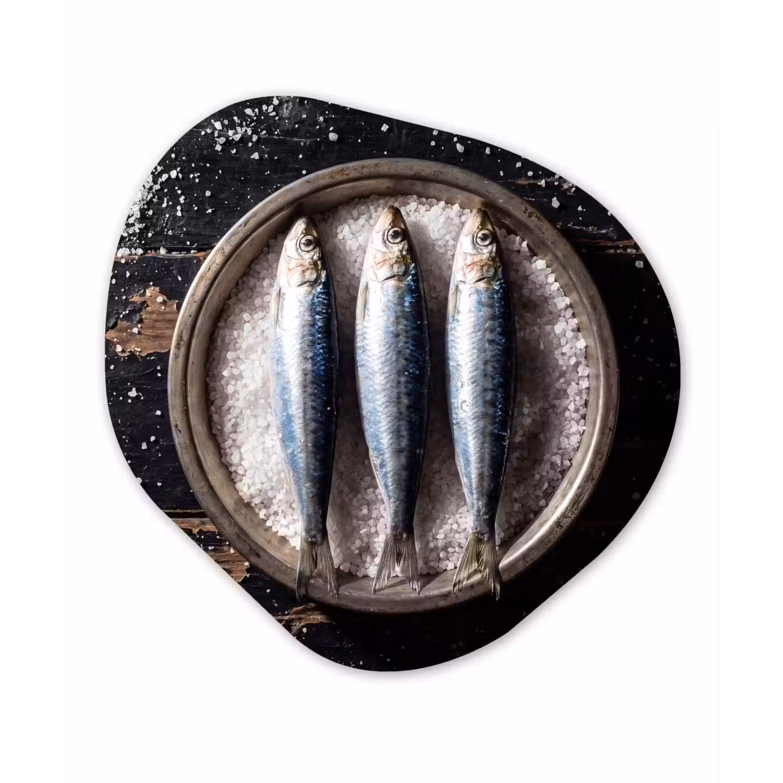 Organic painting - Aluminum -. Fish - Salt - Food - Vis - Zout - Eten Wandcirkel Organisch Aluminium middel