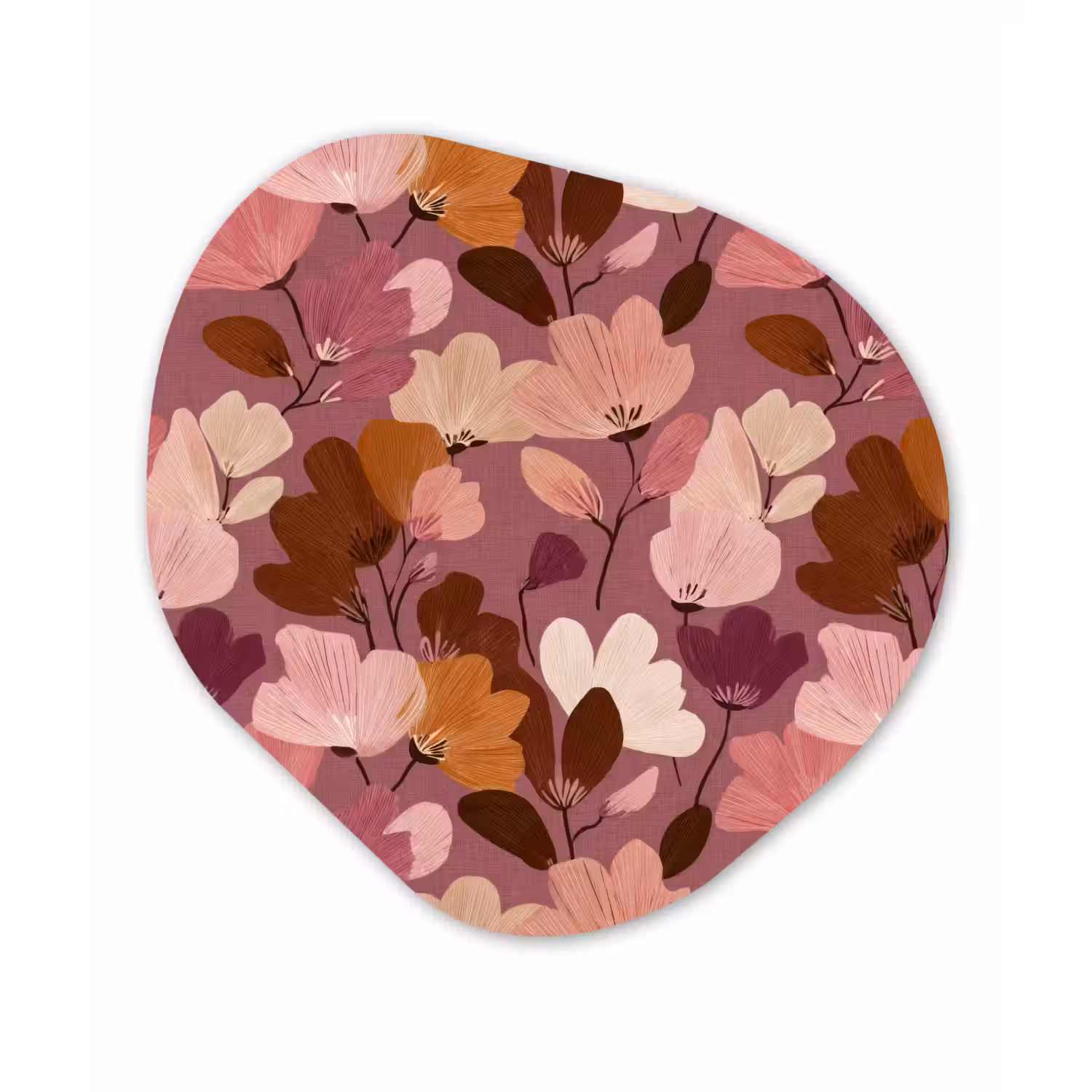 Bloem - Patroon - Roze Wandcirkel Organisch Aluminium middel 851 -3d