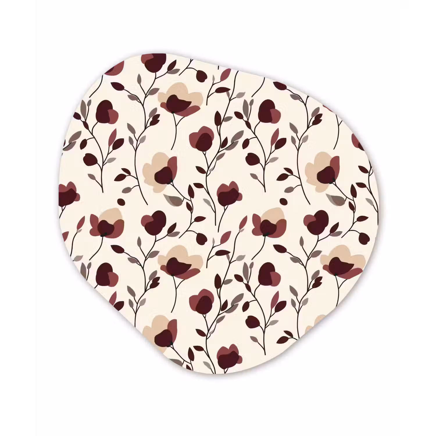 Bloemen - Botanisch - Bordeaux Wandcirkel Organisch Aluminium middel 851 -3d