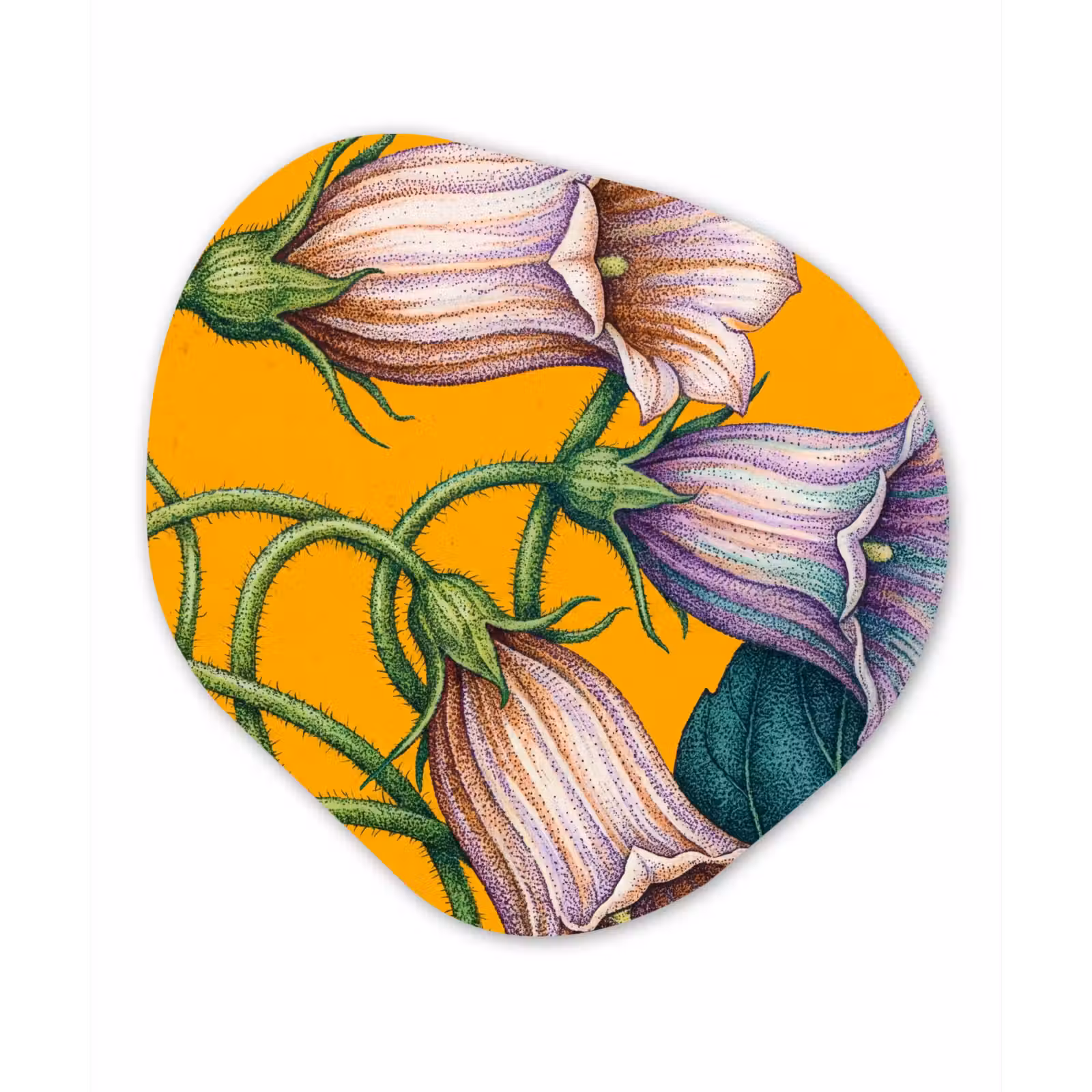 Organic painting - Aluminum -. Flowers - Botanical - Yellow - Bloemen - Botanisch - Geel Wandcirkel Organisch Aluminium middel