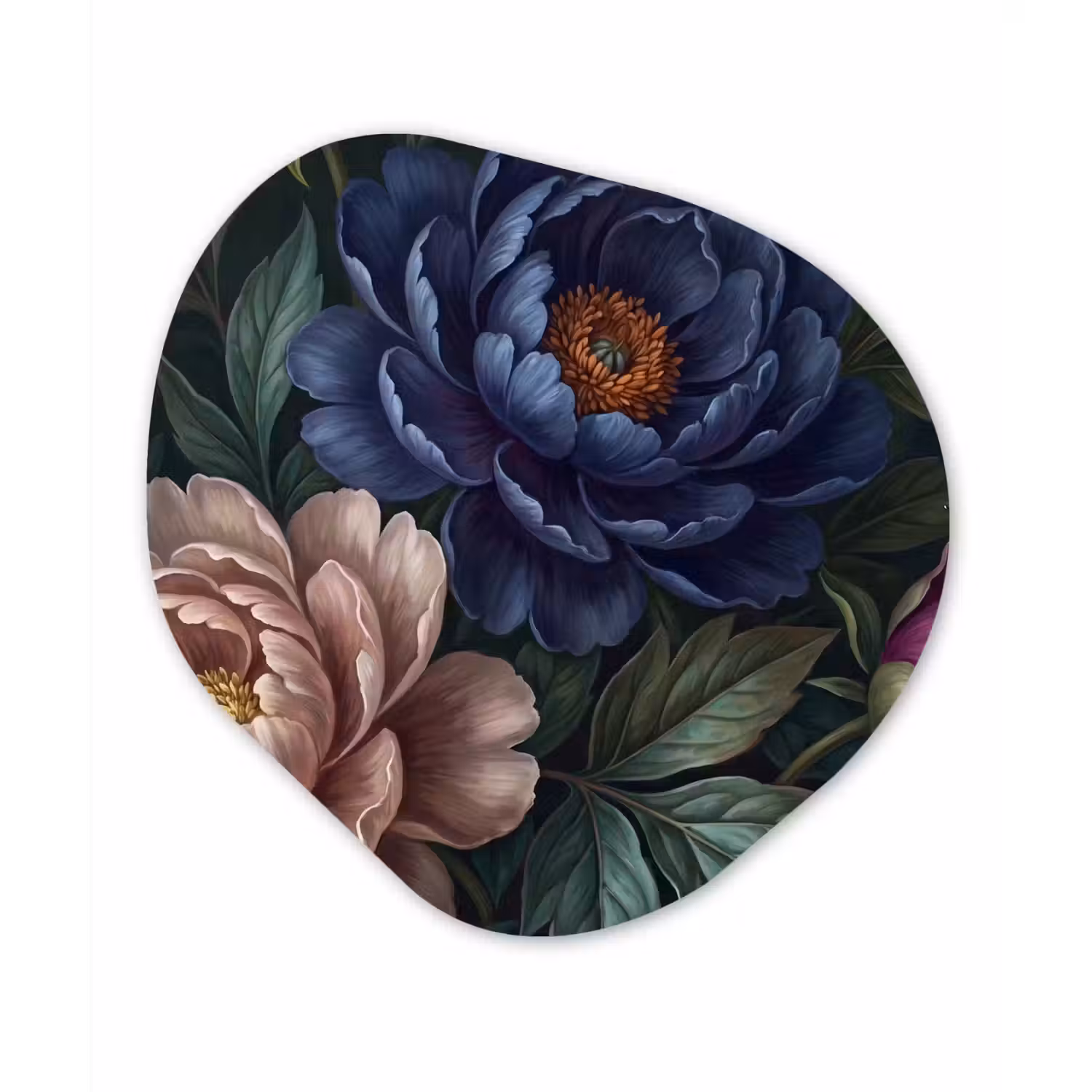 Bloemen - Vlinder - Natuur - Modern - Paars Wandcirkel Organisch Aluminium middel -3d