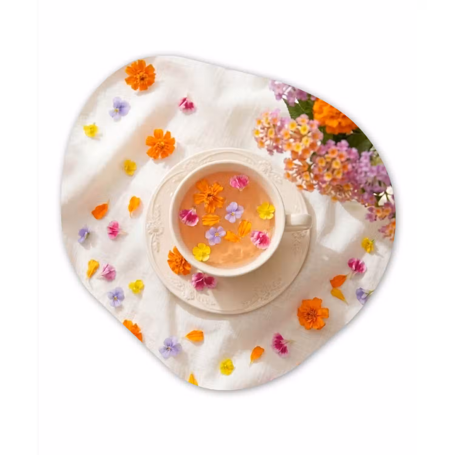 Bloemen - Kop - Natuur - Kleurrijk - Zomer Wandcirkel Organisch Aluminium middel -3d