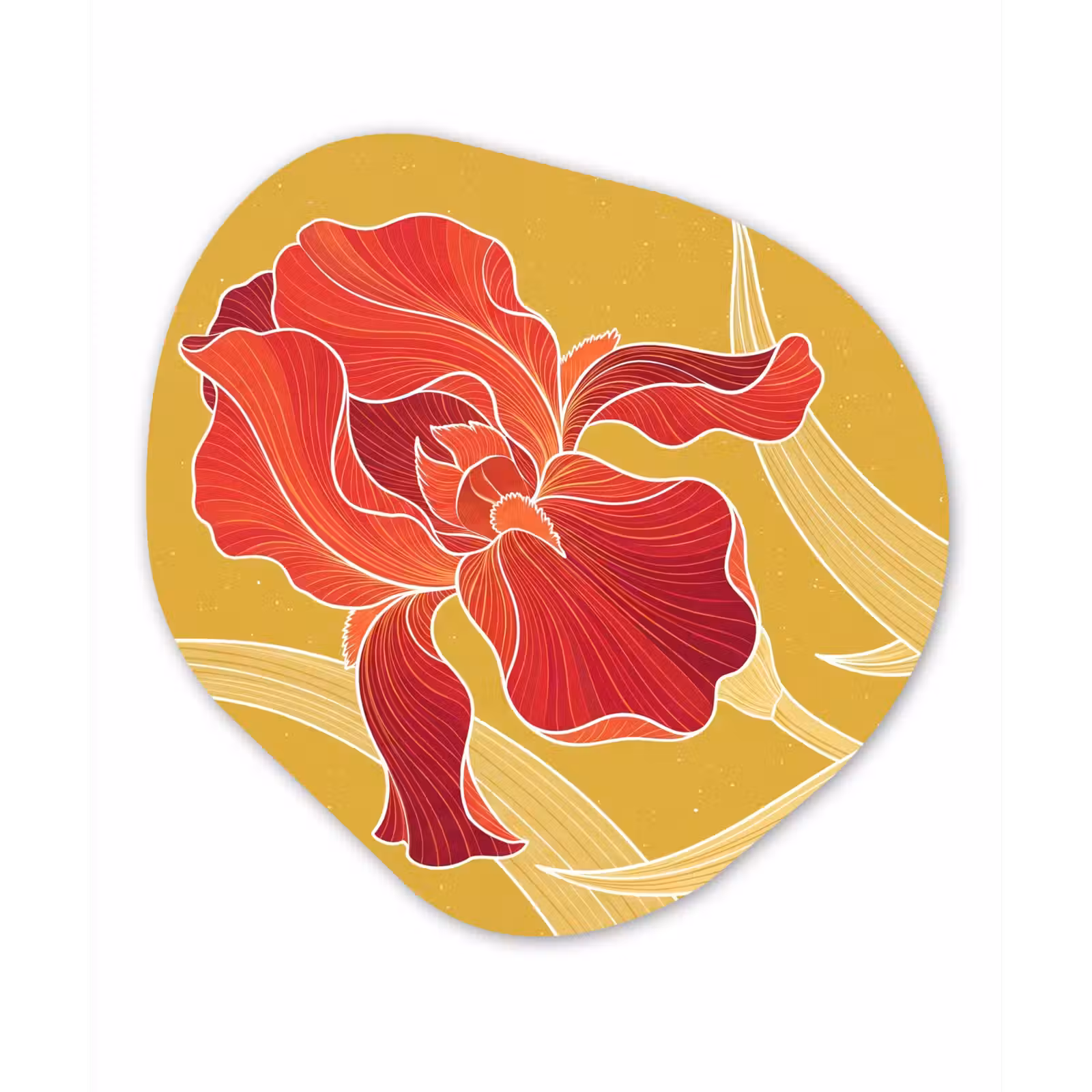 Organic painting - Aluminum -. Flowers - Illustration - Red - Bloemen - Illustratie - Rood Wandcirkel Organisch Aluminium middel