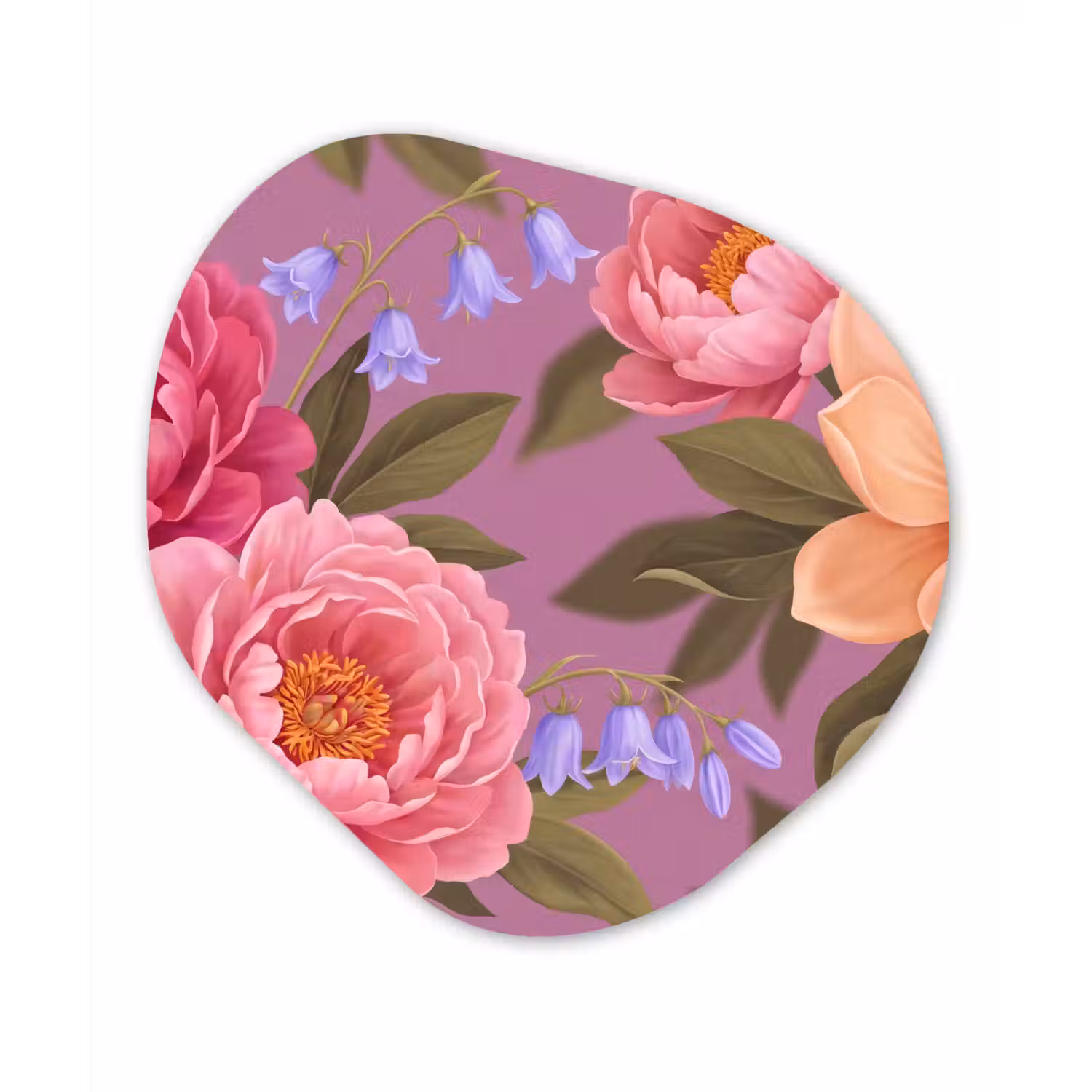 Bloemen - Patroon - Illustratie - Roze Wandcirkel Organisch Aluminium middel -3d