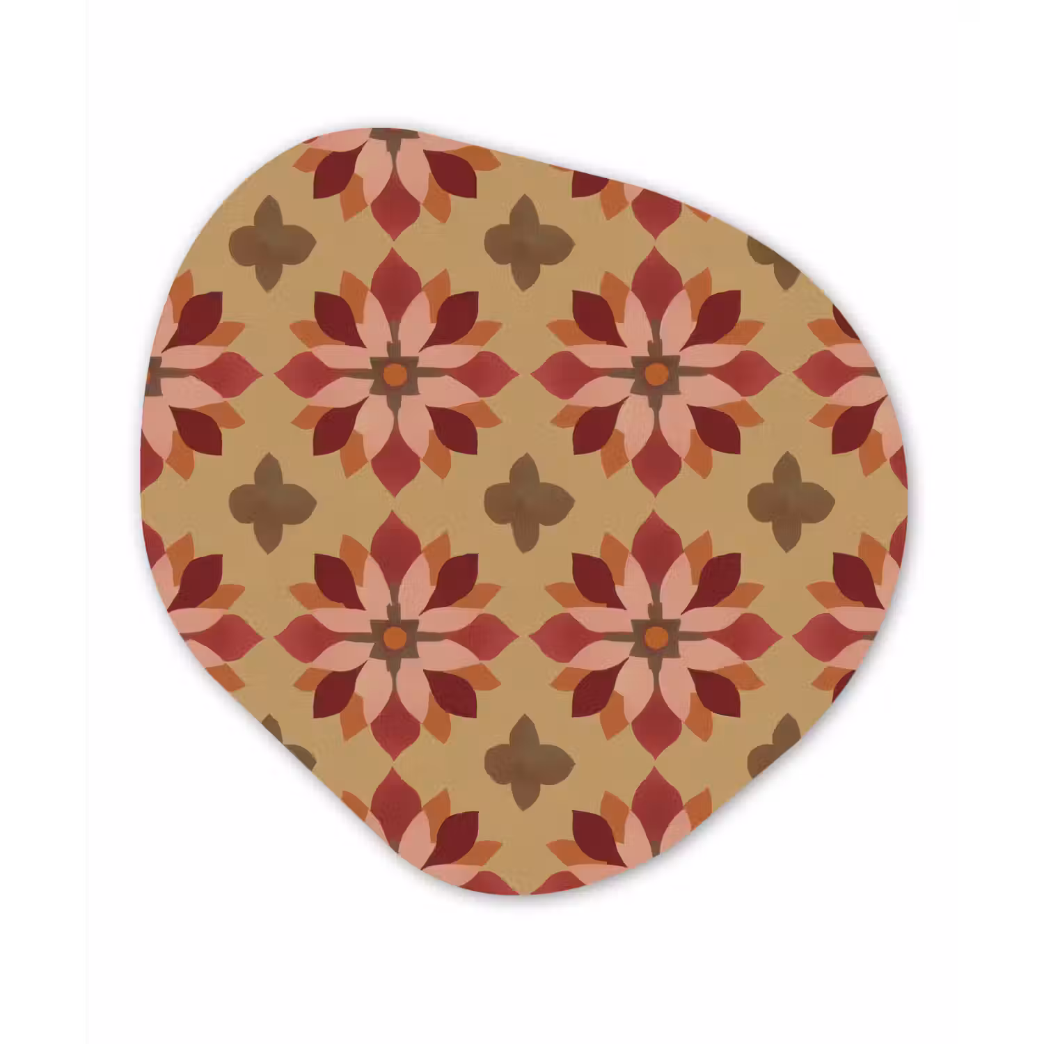 Bloemen - Retro - Groen Wandcirkel Organisch Aluminium middel 851 -3d