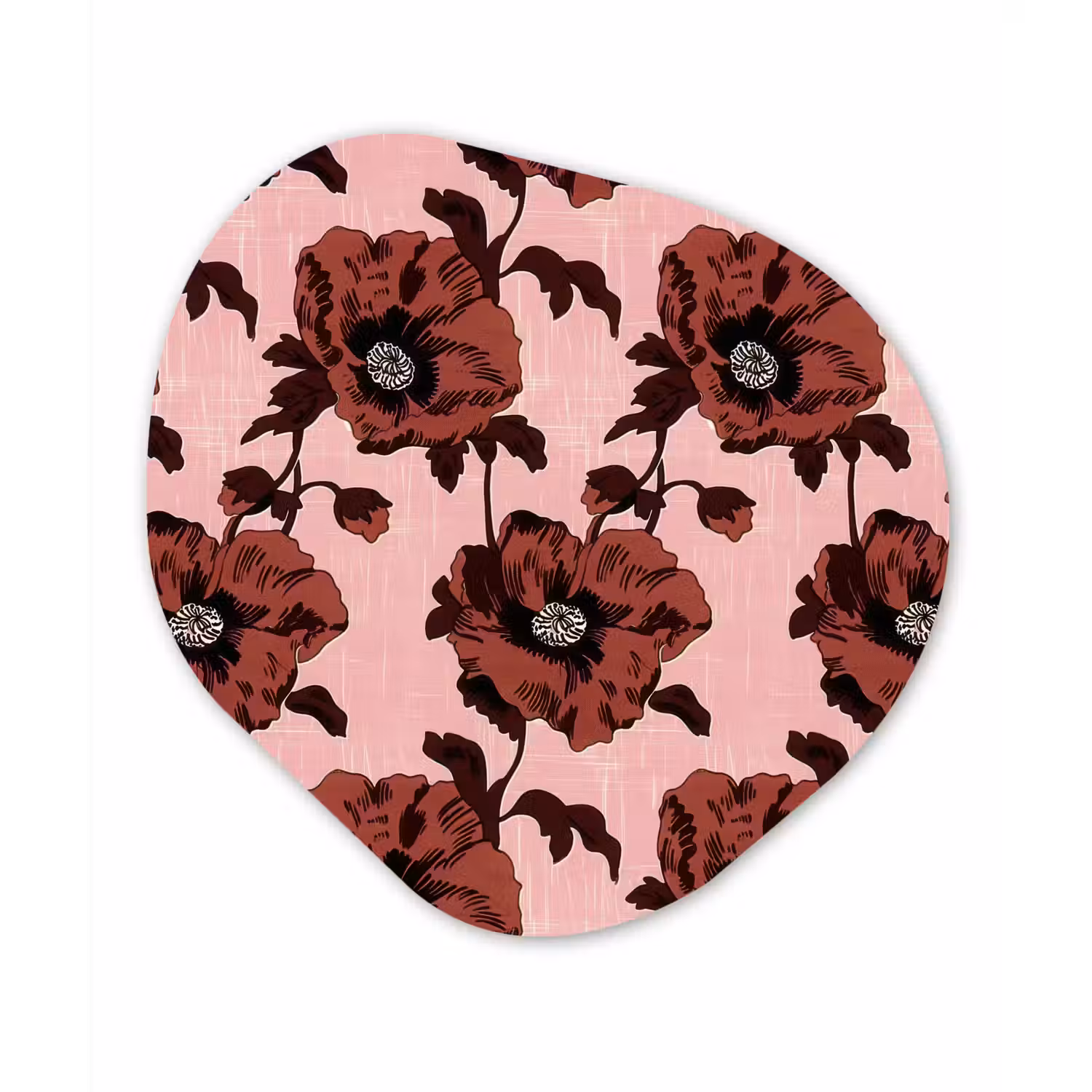 Bloemen - Retro - Rood Wandcirkel Organisch Aluminium middel 851 -3d